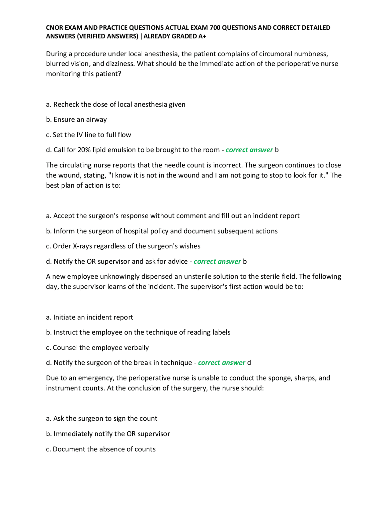 CNOR Exam Practice Questions: Comprehensive Guide for Perioperative ...