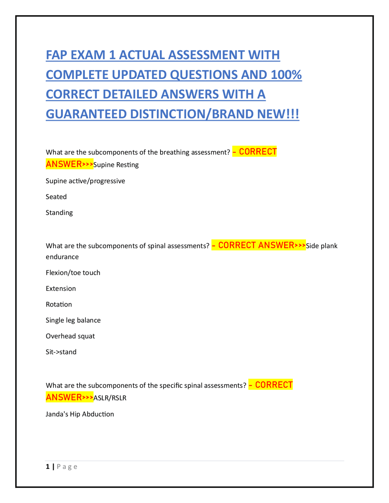 Fapa Testing Work FAP EXAM 1 ACTUAL ASSESSMENT WITH COMPLETE UPDATED QUESTIONS AND 100% ...