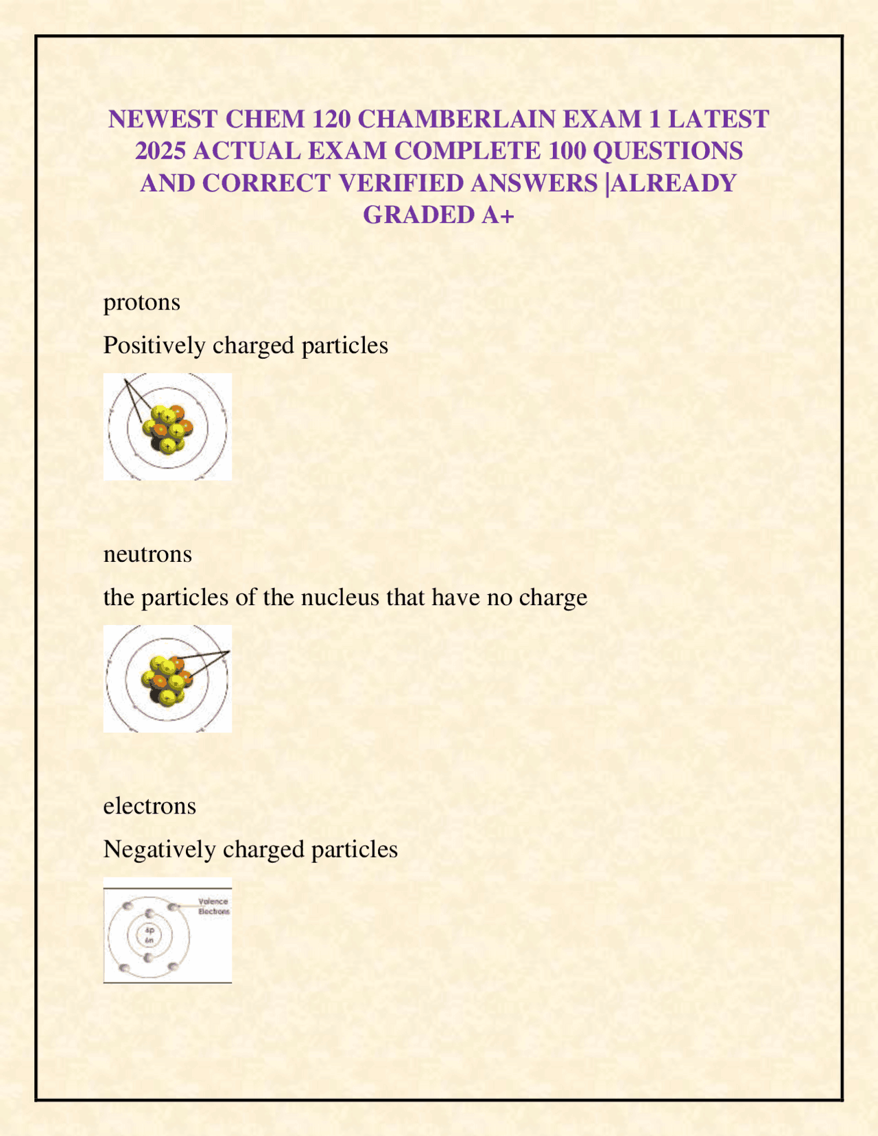 Chemistry 120 Exam 1 Study Guide: Concepts and Practice Questions ...