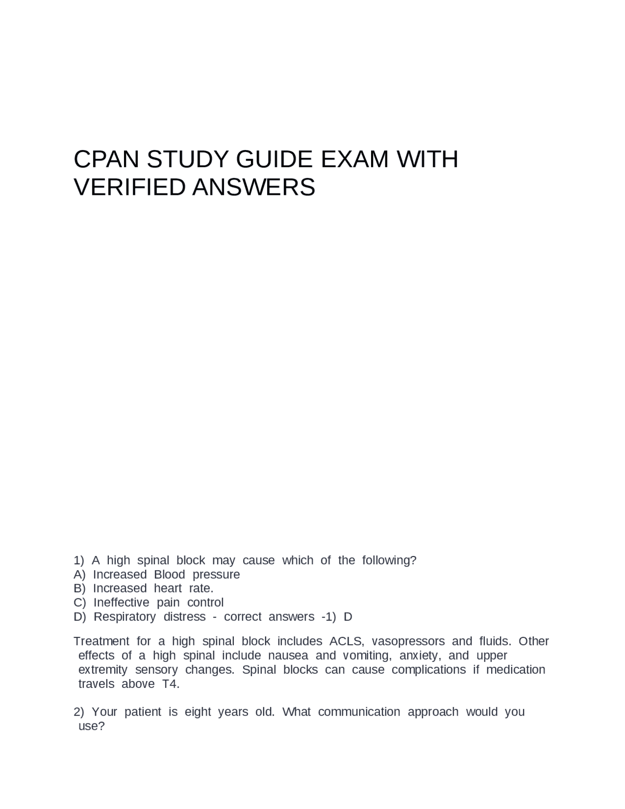 CPAN STUDY GUIDE EXAM WITH VERIFIED ANSWERS.docx | Exams Nursing | Docsity