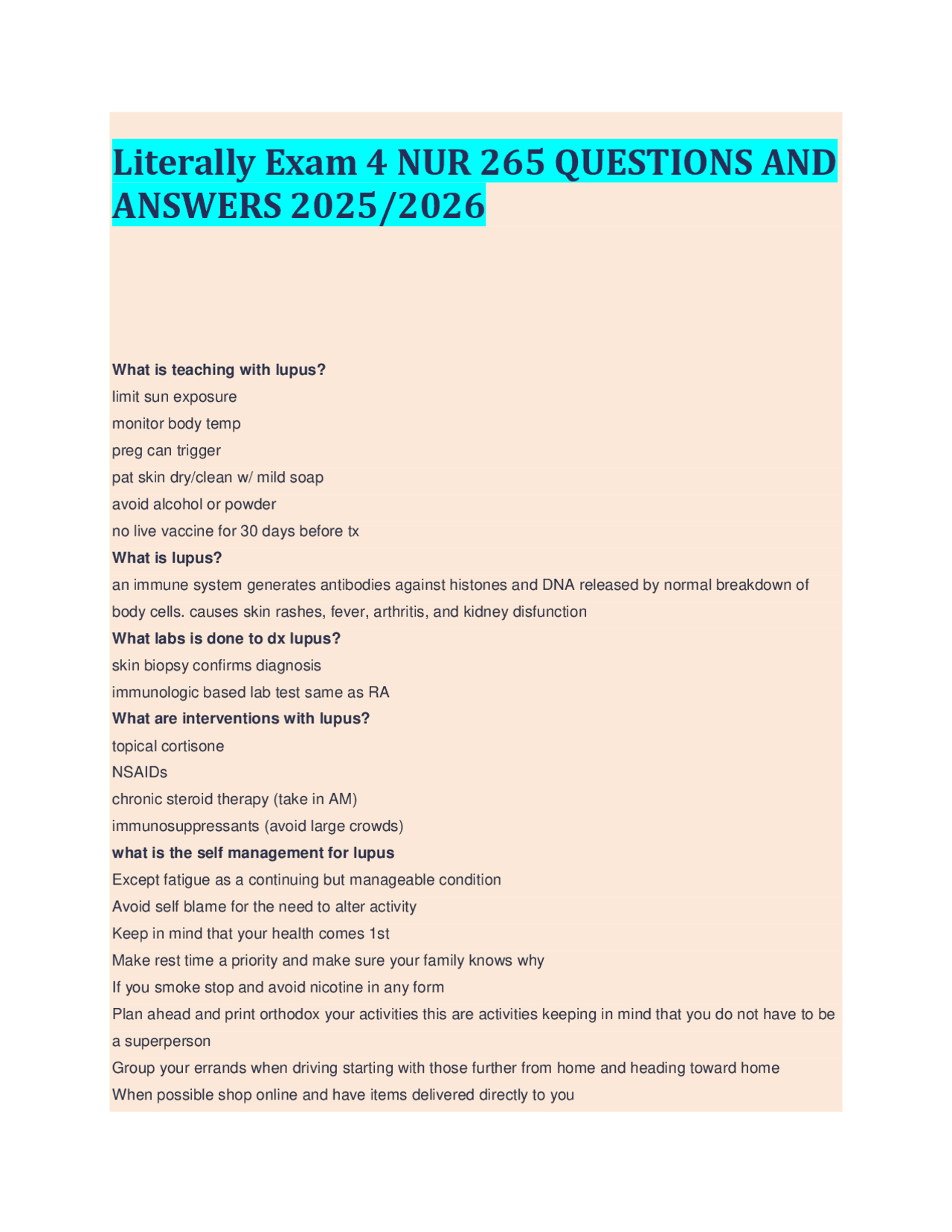 Literally Exam 4 NUR 265 QUESTIONS AND ANSWERS 2025/2026 | Exams Health ...