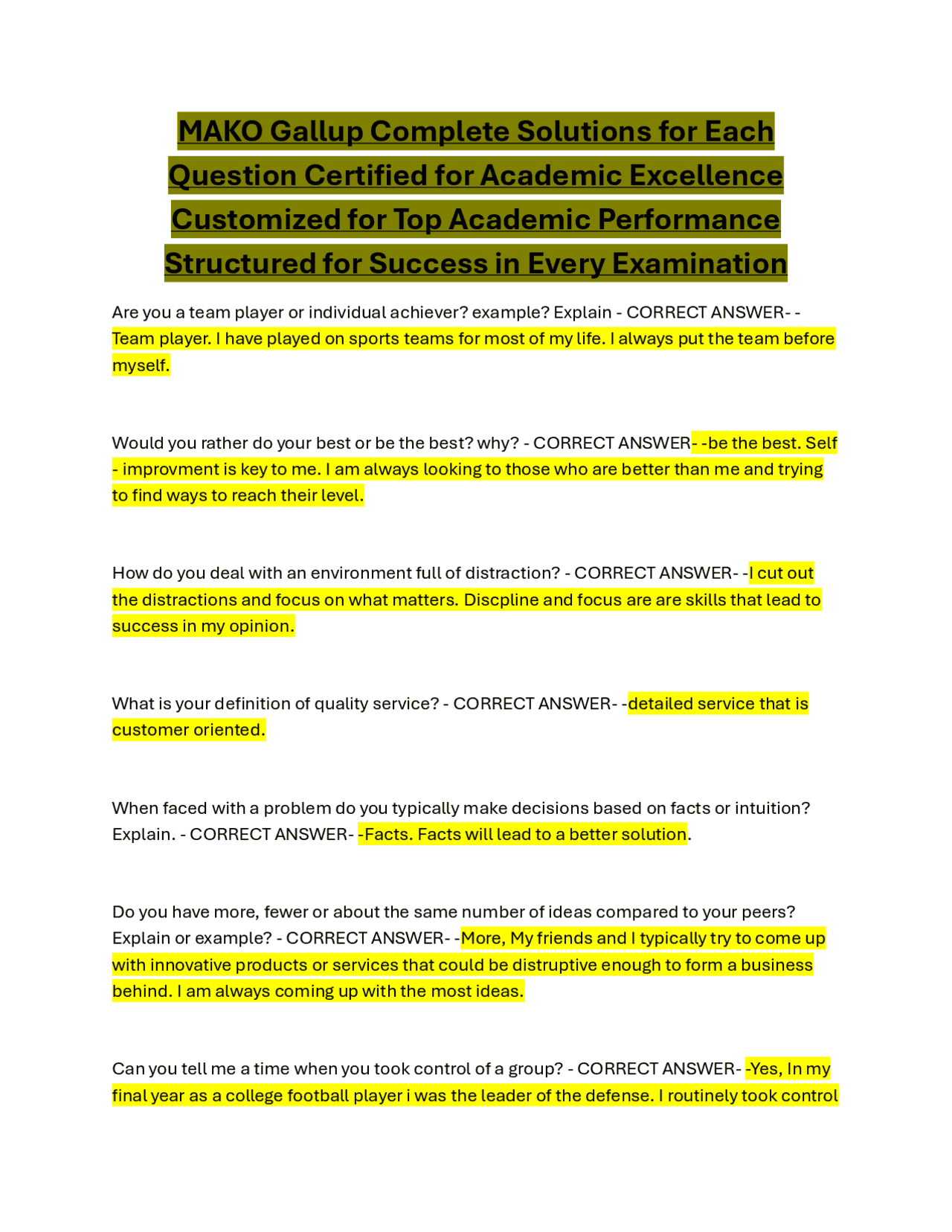 Example Interview Gallup MAKO Gallup: A Guide to Understanding and Answering Common Interview ...