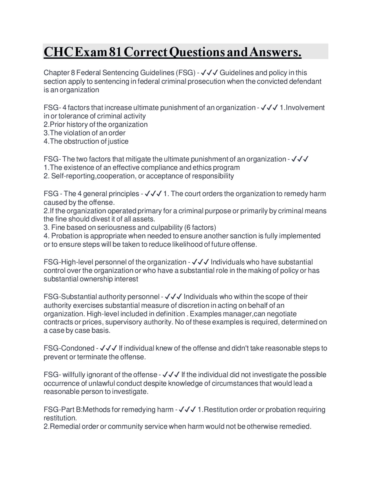 CHC Exam 81 Correct Questions and Answers. | Exams Health sciences ...
