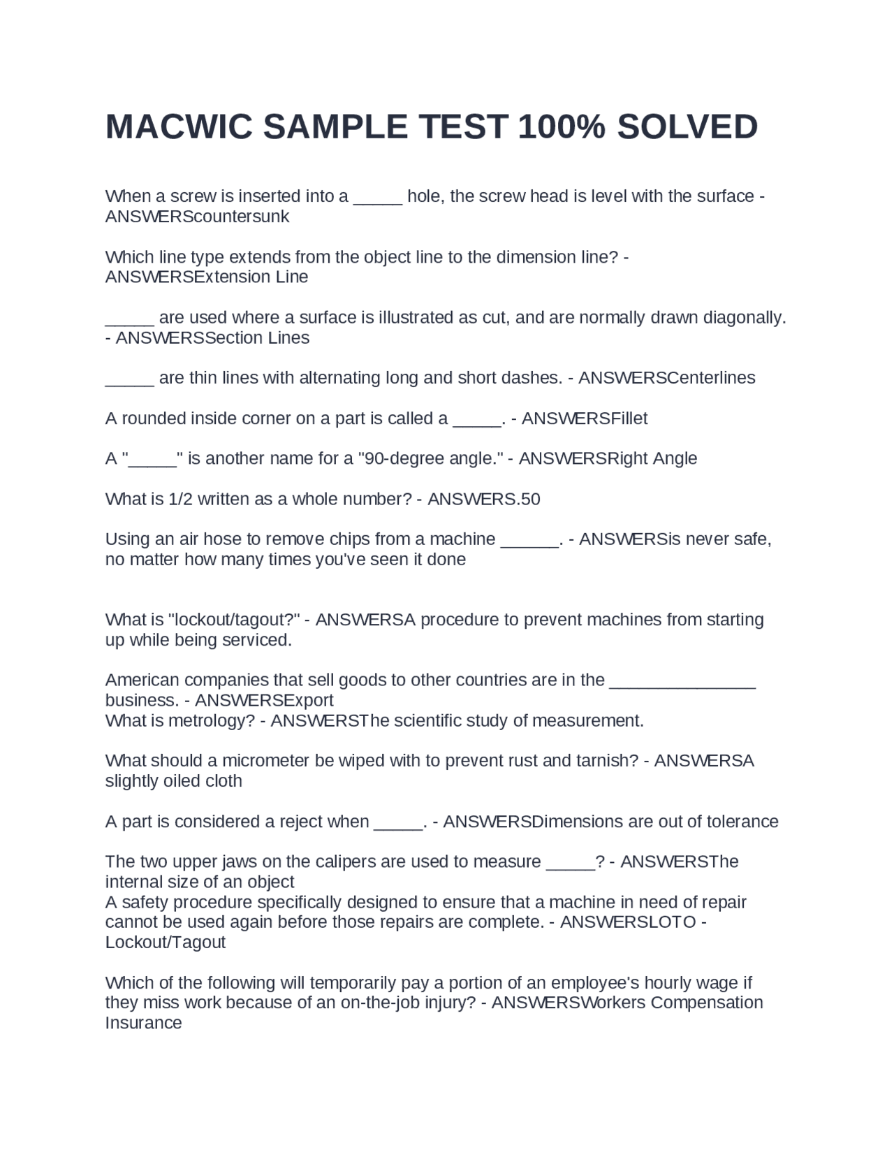 Engineering Fundamentals: Sample Test Questions and Answers | Exams ...