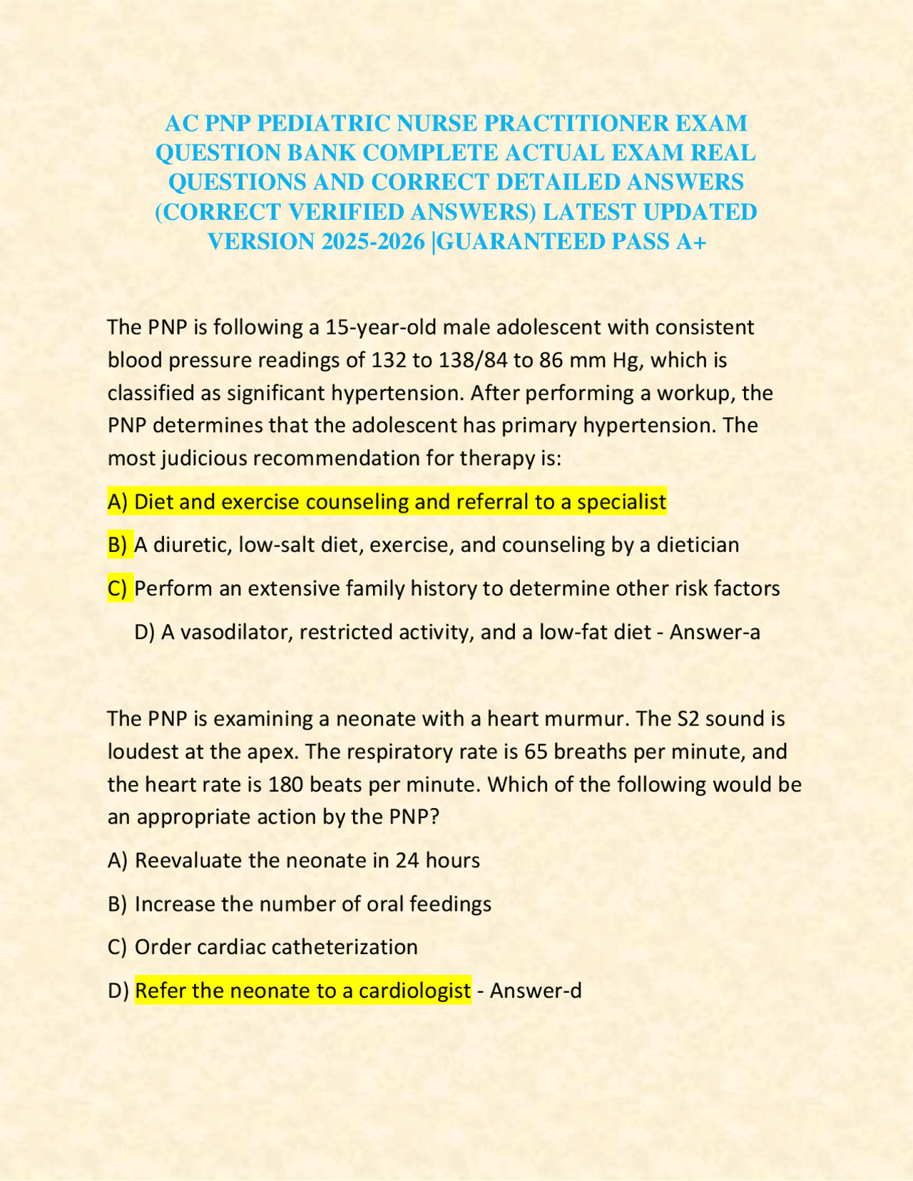 Pediatric Nurse Practitioner (PNP) Exam Question Bank: Comprehensive ...