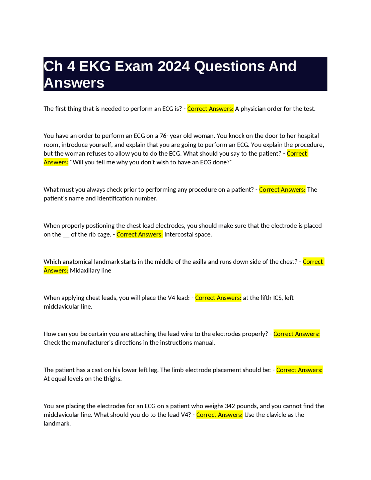 ECG Exam Questions and Answers: A Comprehensive Guide for