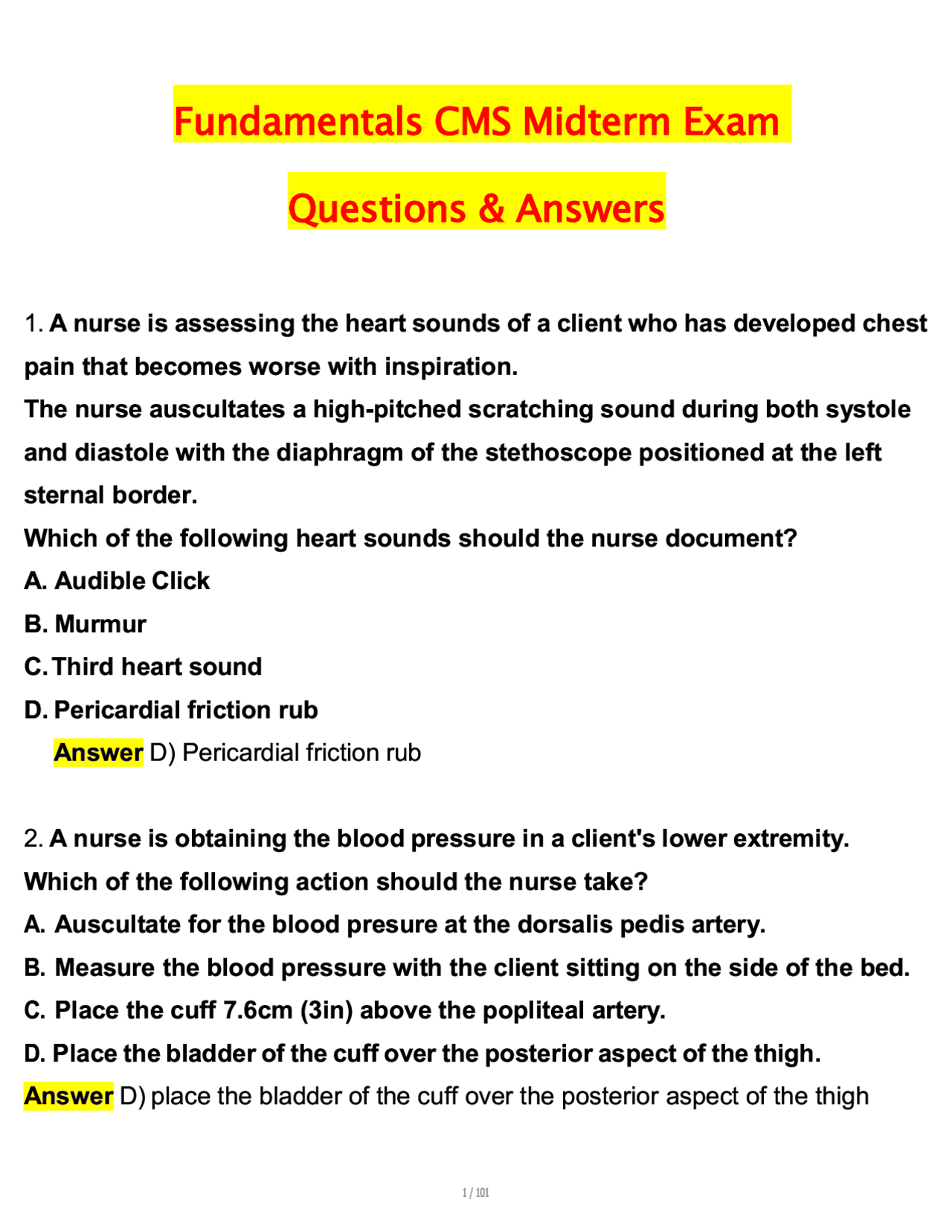 CMS Fundamentals Midterm Exam 2025/2026 Actual Questions & Correct ...