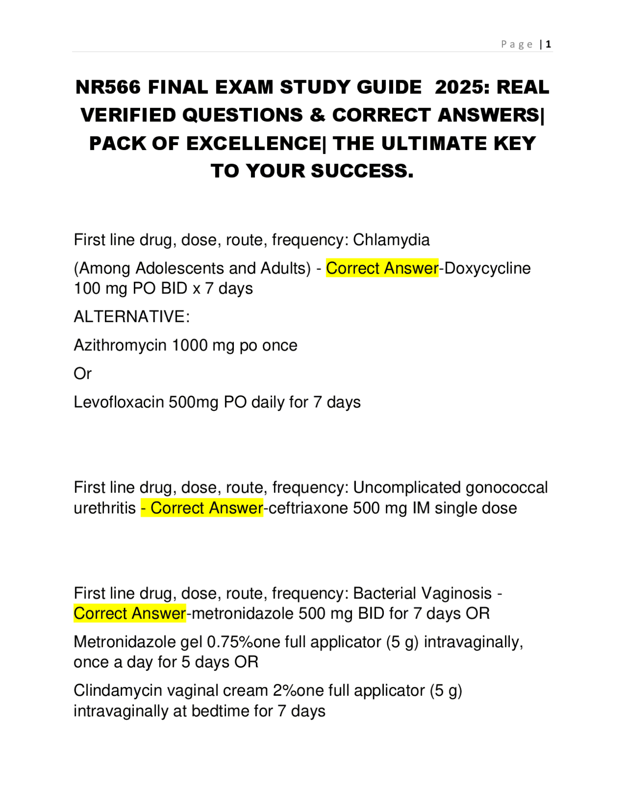NR566 FINAL EXAM STUDY GUIDE 2025: REAL VERIFIED QUESTIONS & CORRECT ...