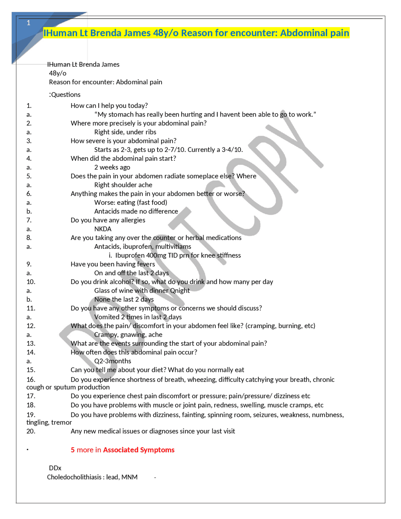 Case Study: Abdominal Pain in a 48-Year-Old Female Patient | Exams ...