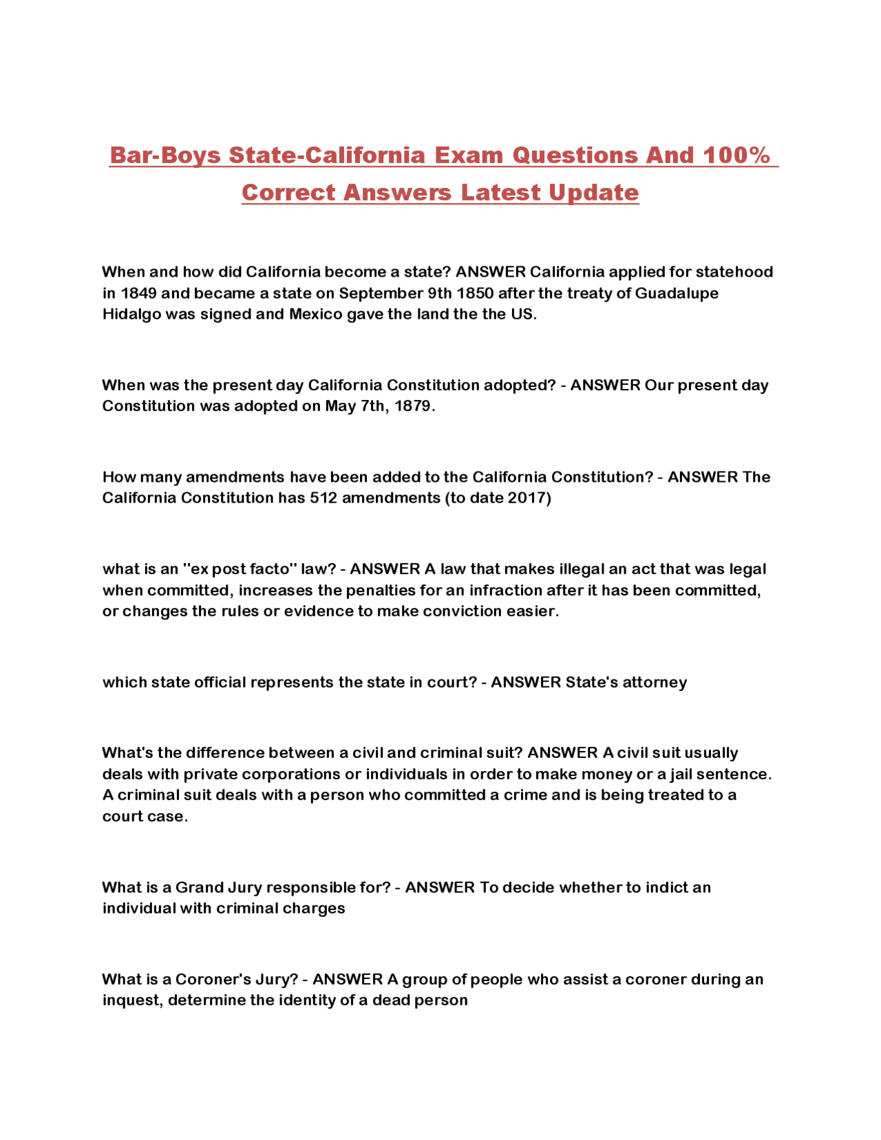 California State Government Exam Questions and Answers | Exams Advanced ...
