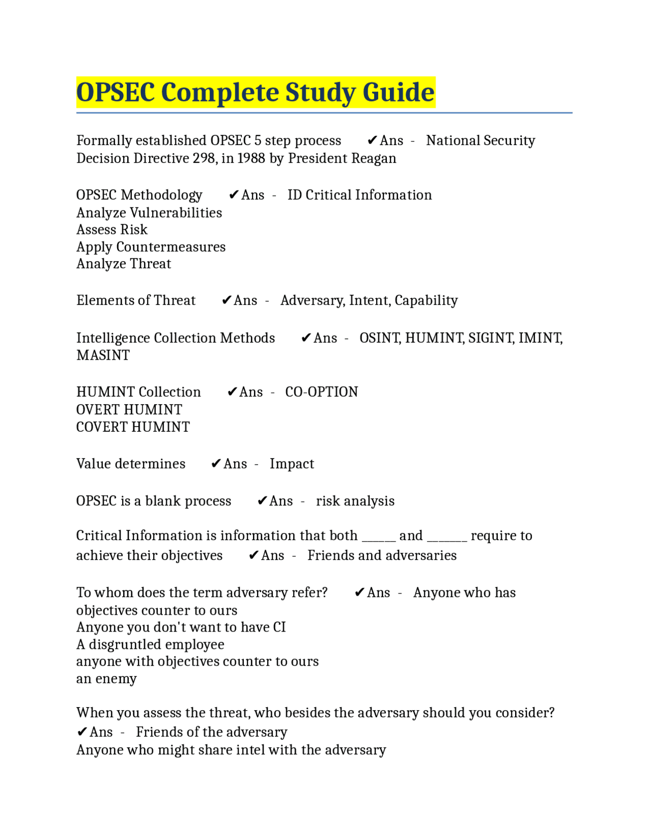 OPSEC Complete Study Guide: A Comprehensive Overview of Operational ...
