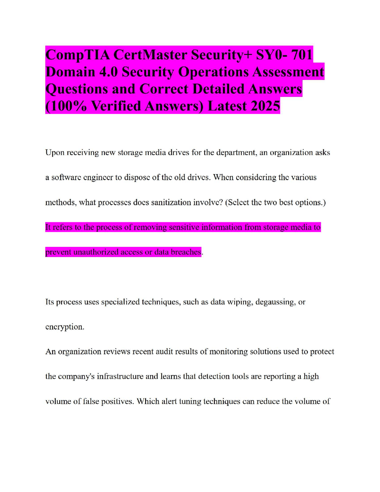computer file operations and security | pdf | computer... CompTIA CertMaster Security+ SY0- 701 Domain 4.0 Security Operations ...