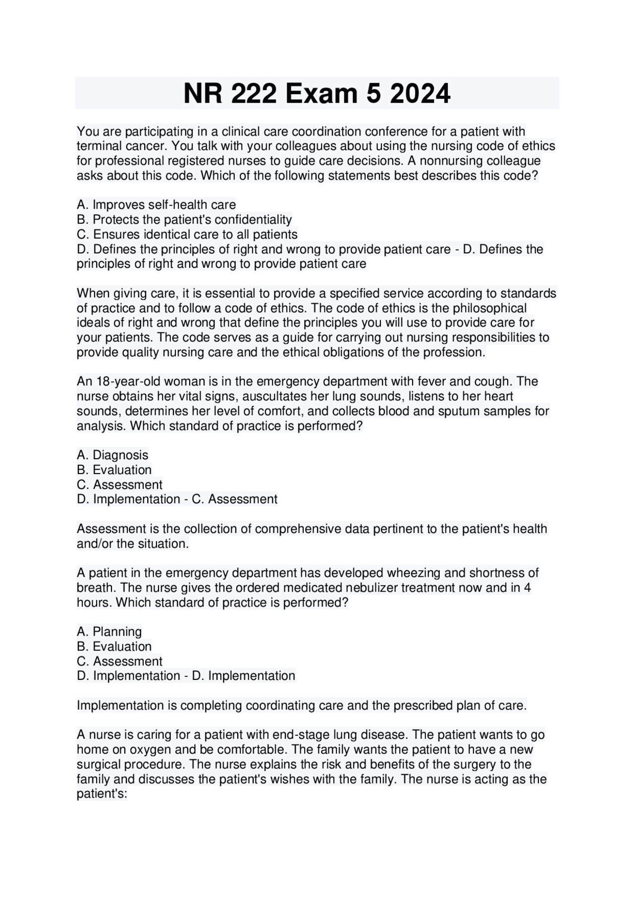 NR 222 Exam 5 2024.pdf | Exams Nursing | Docsity