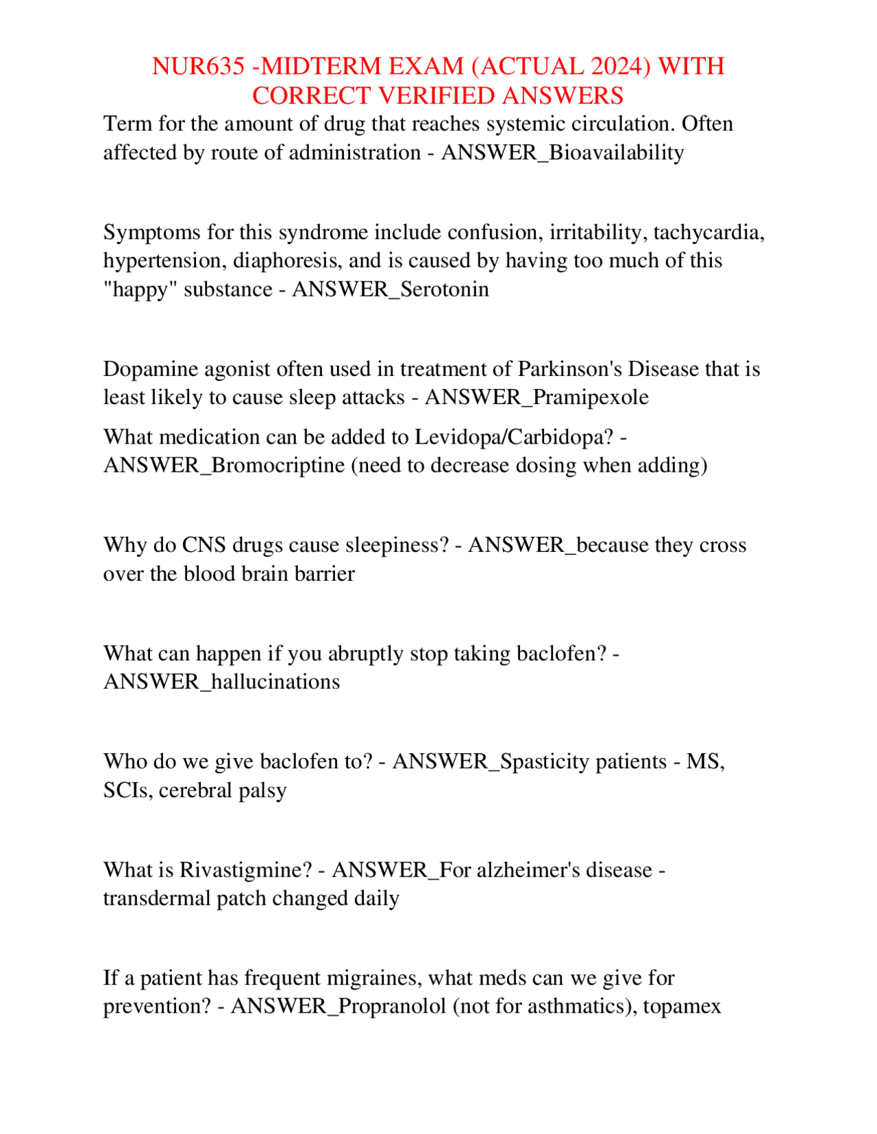 NUR635 Midterm Exam Questions and Answers (2024) | Exams Nursing | Docsity