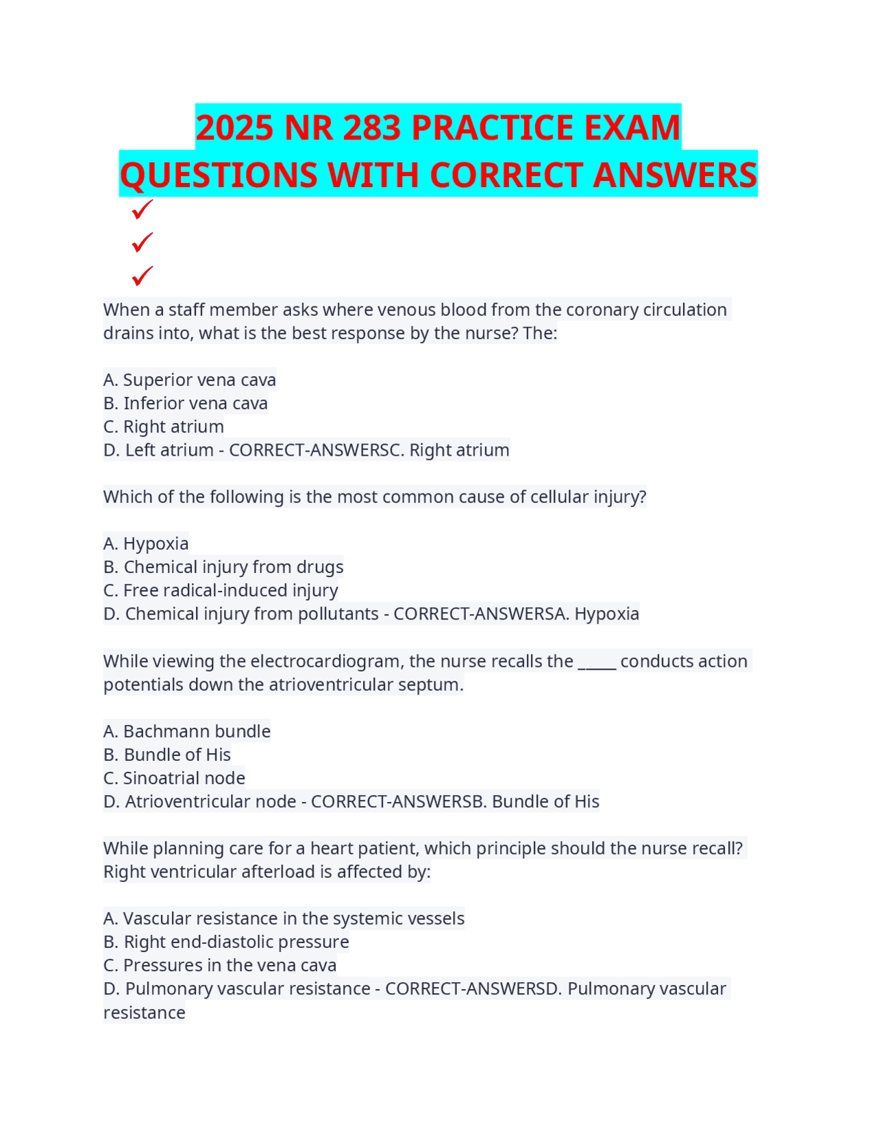 2025 NR 283 PRACTICE EXAM QUESTIONS WITH CORRECT ANSWERS | Exams ...