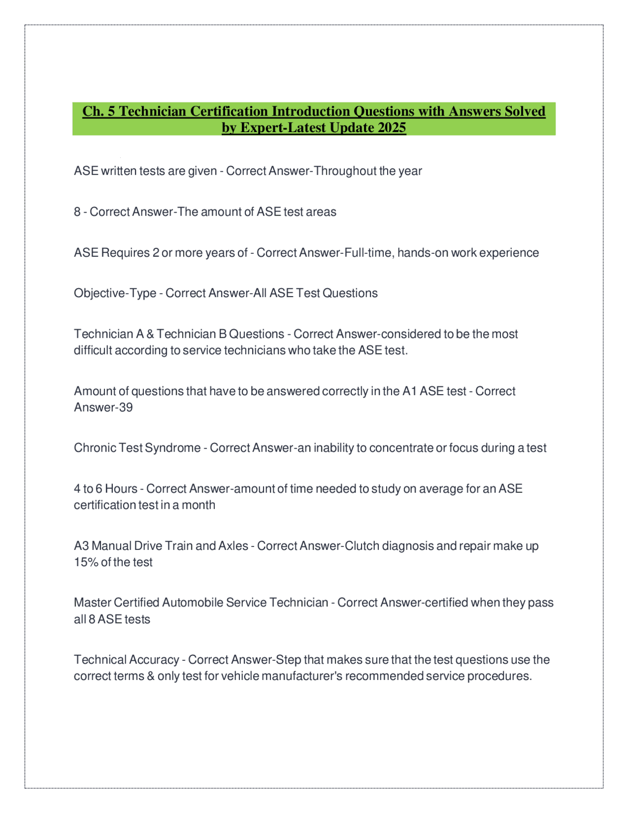 Ch. 5 Technician Certification Introduction Questions with Answers ...