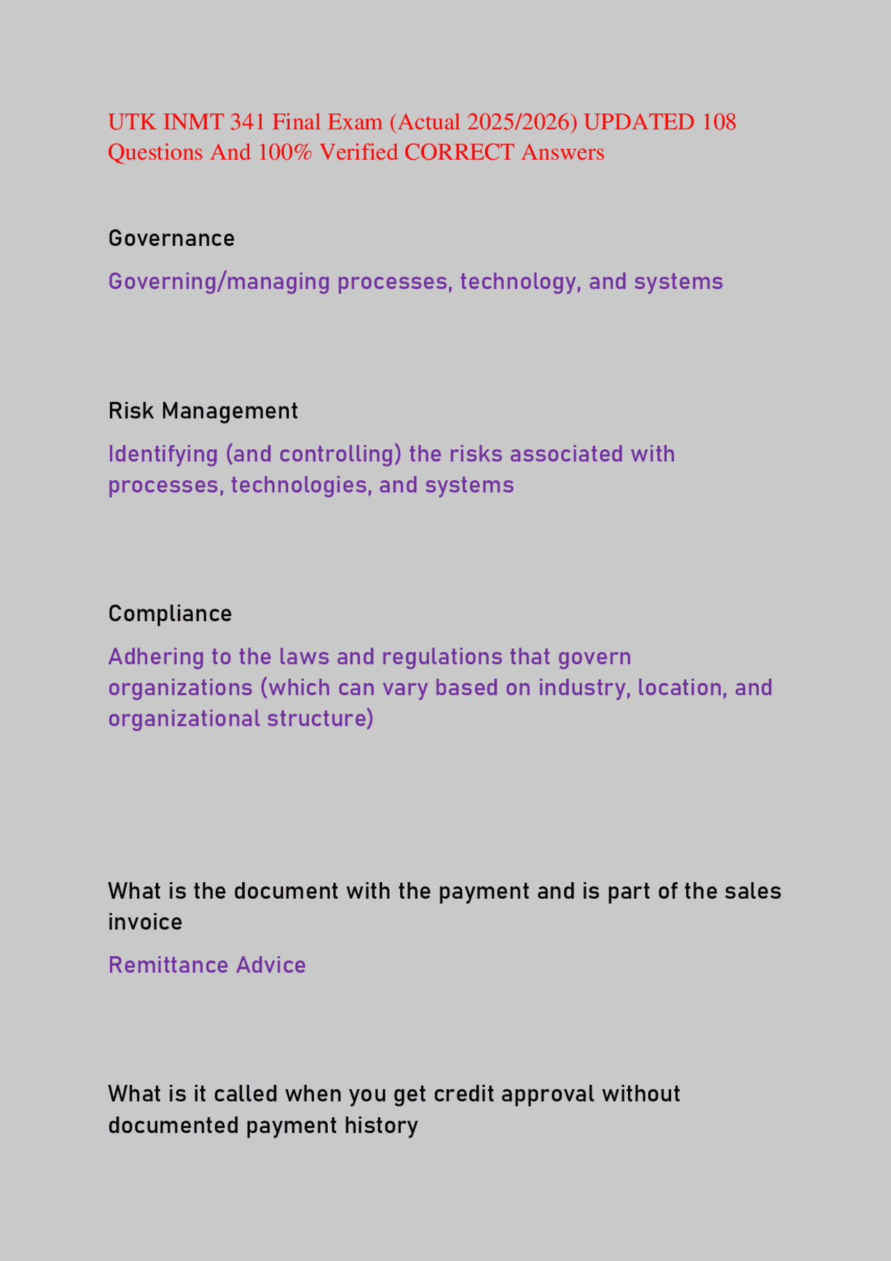 Utk Computer Science UTK INMT 341 Final Exam: Governance, Risk, and Compliance | Exams ...