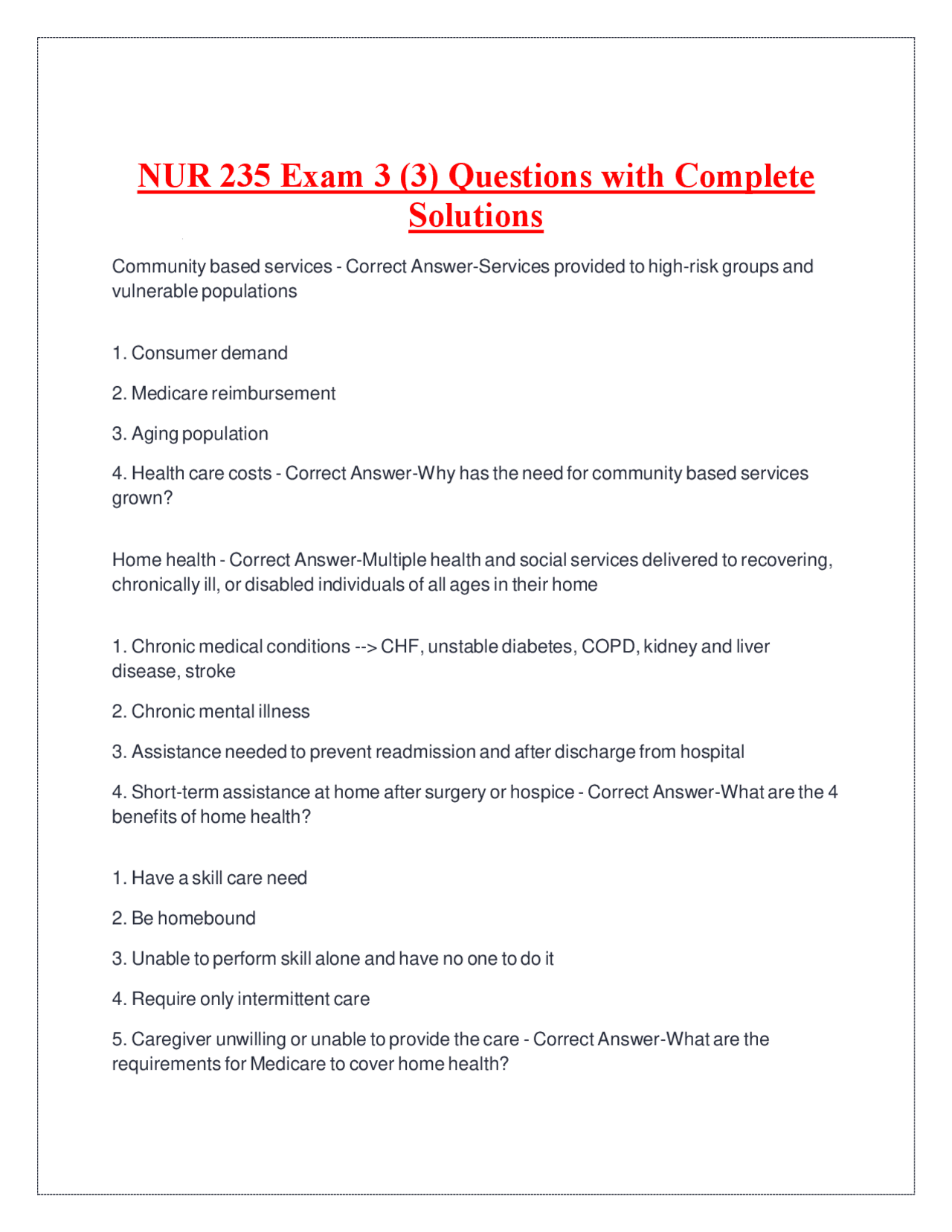 235 Number Questions NUR 235 Exam 3 (3) Questions with Complete Solutions | Exams Nursing ...