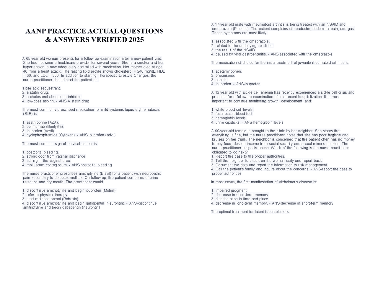 AANP Practice Questions & Answers: 2025 Guide for Medical Professionals ...