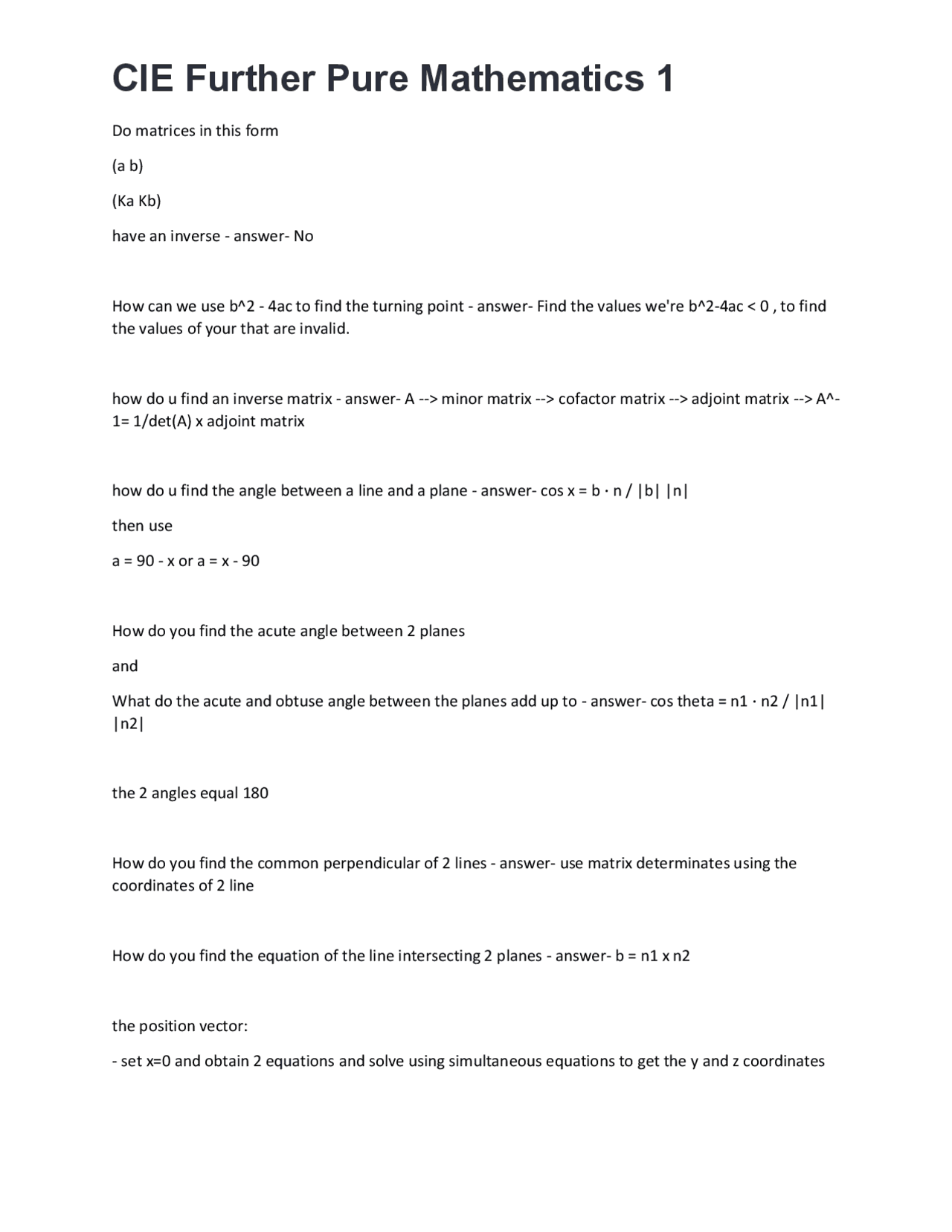 CIE Further Pure Mathematics 1 | Exams Mathematics | Docsity