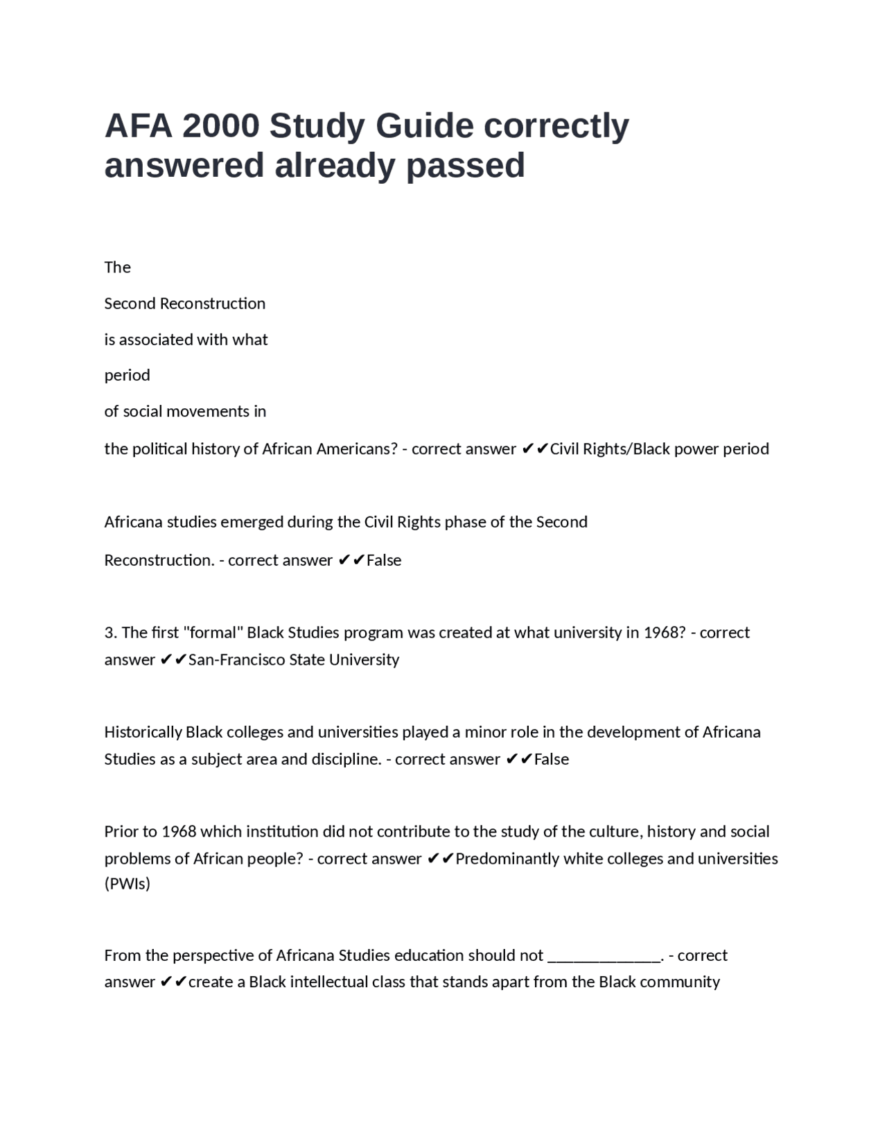 AFA 2000 Study Guide correctly answered already passed-3.docx | Exams ...