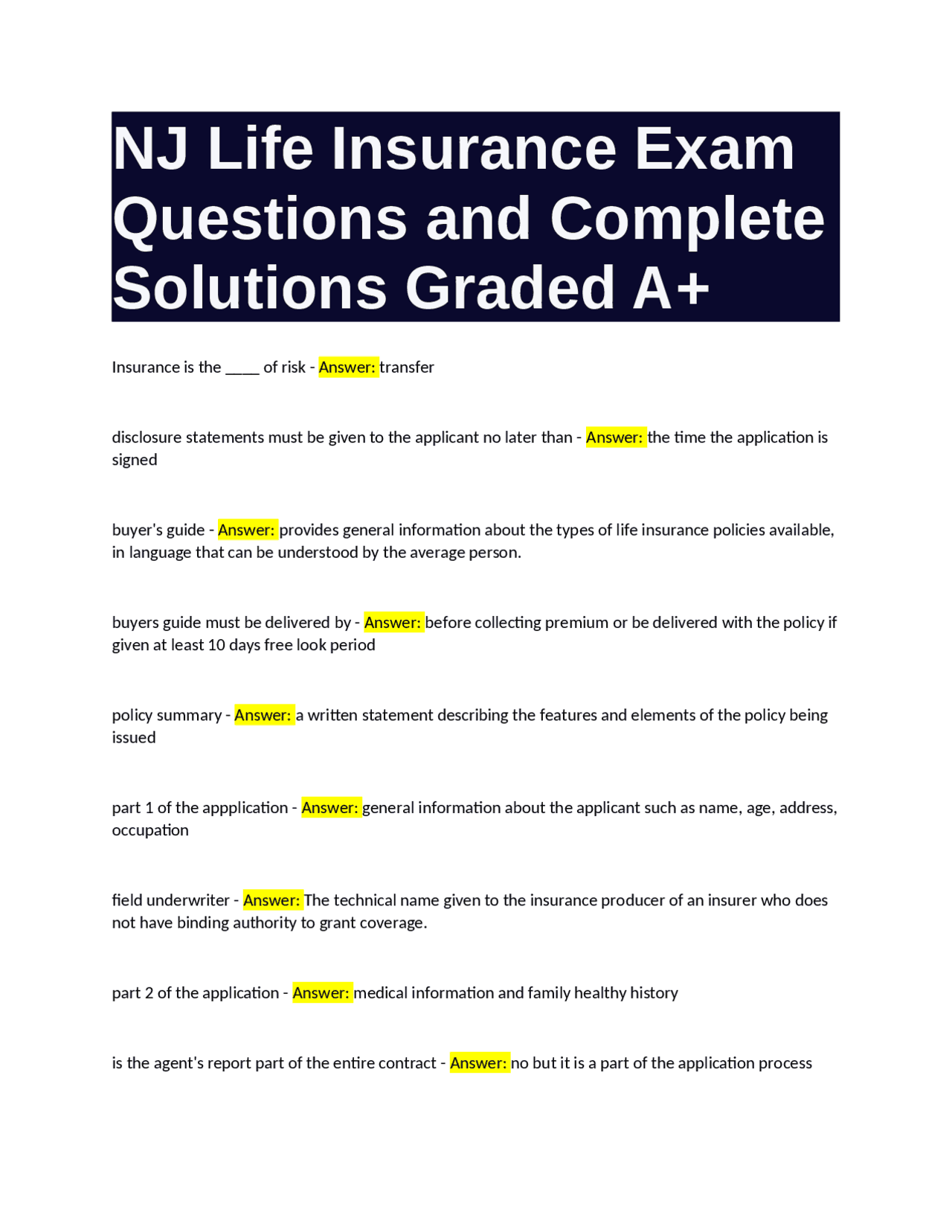 Life Insurance Family History Questions