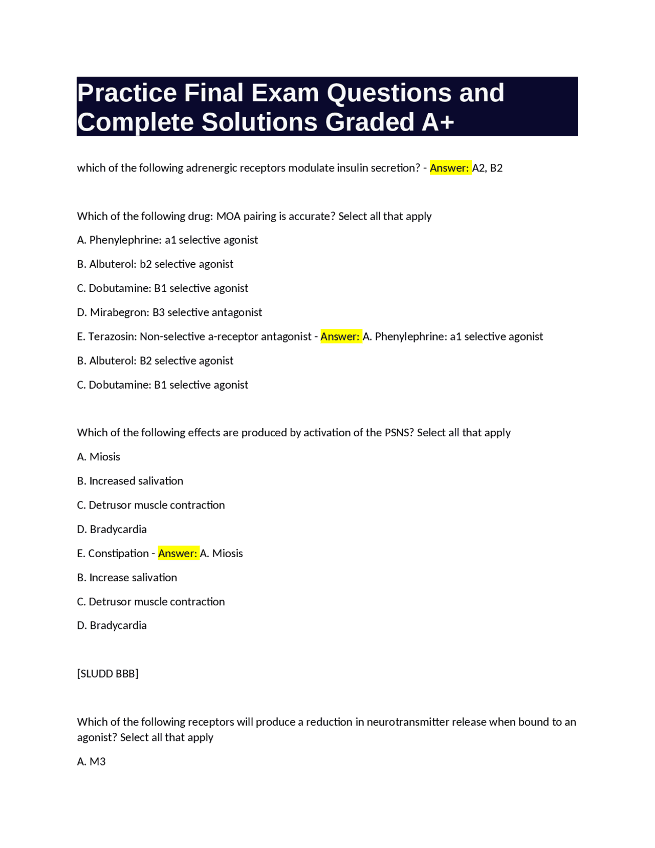 Practice Final Exam Questions and Complete Solutions Graded A+ | Exams ...