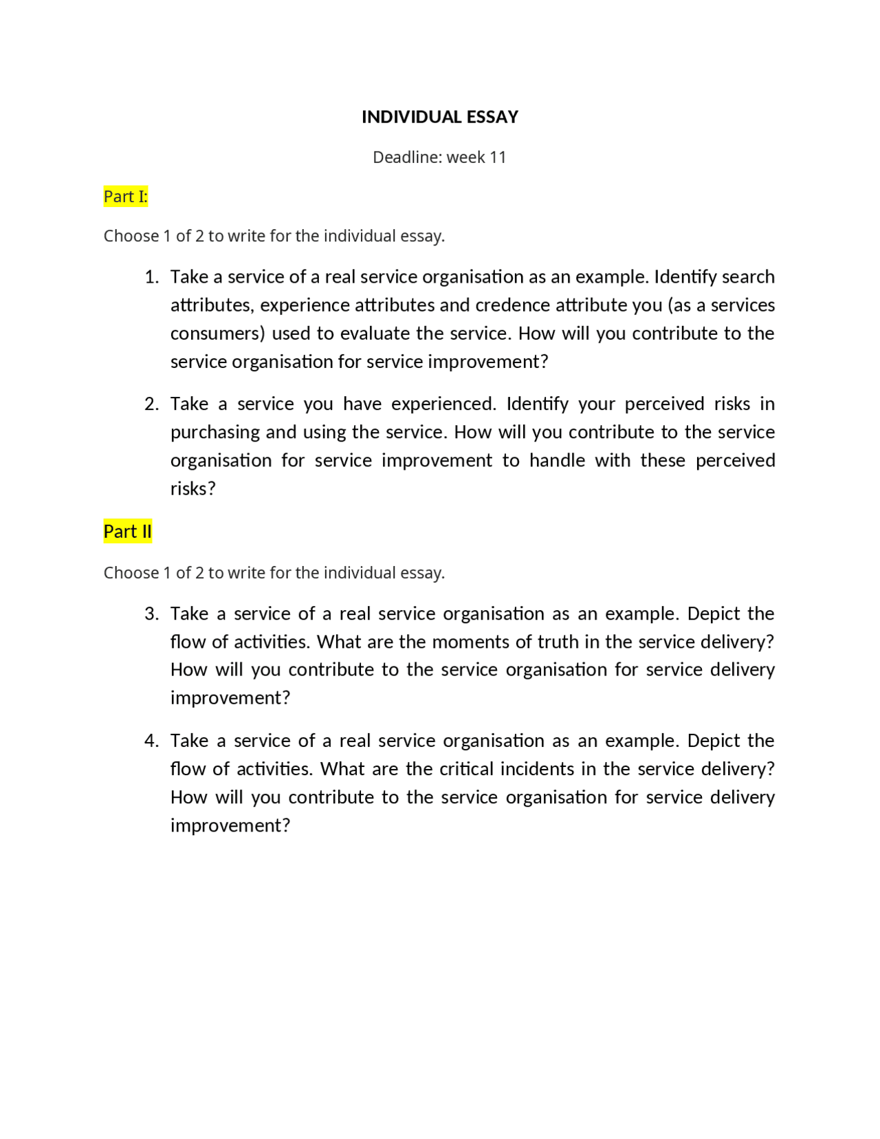 Marketing Analysis Assignment Service marketing analysis | Assignments Marketing | Docsity