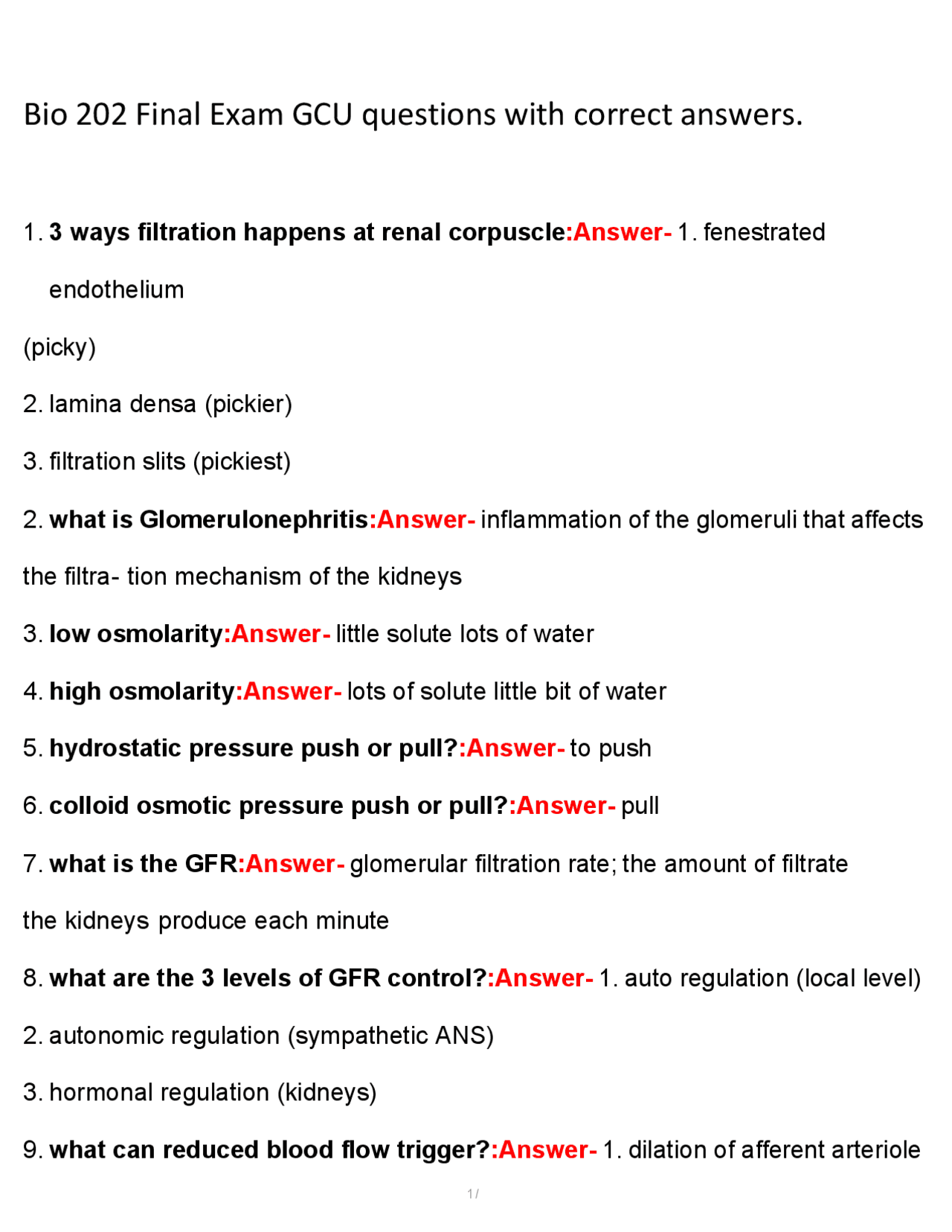 Bio 202 Final Exam GCU questions with correct answers., Exams of ...