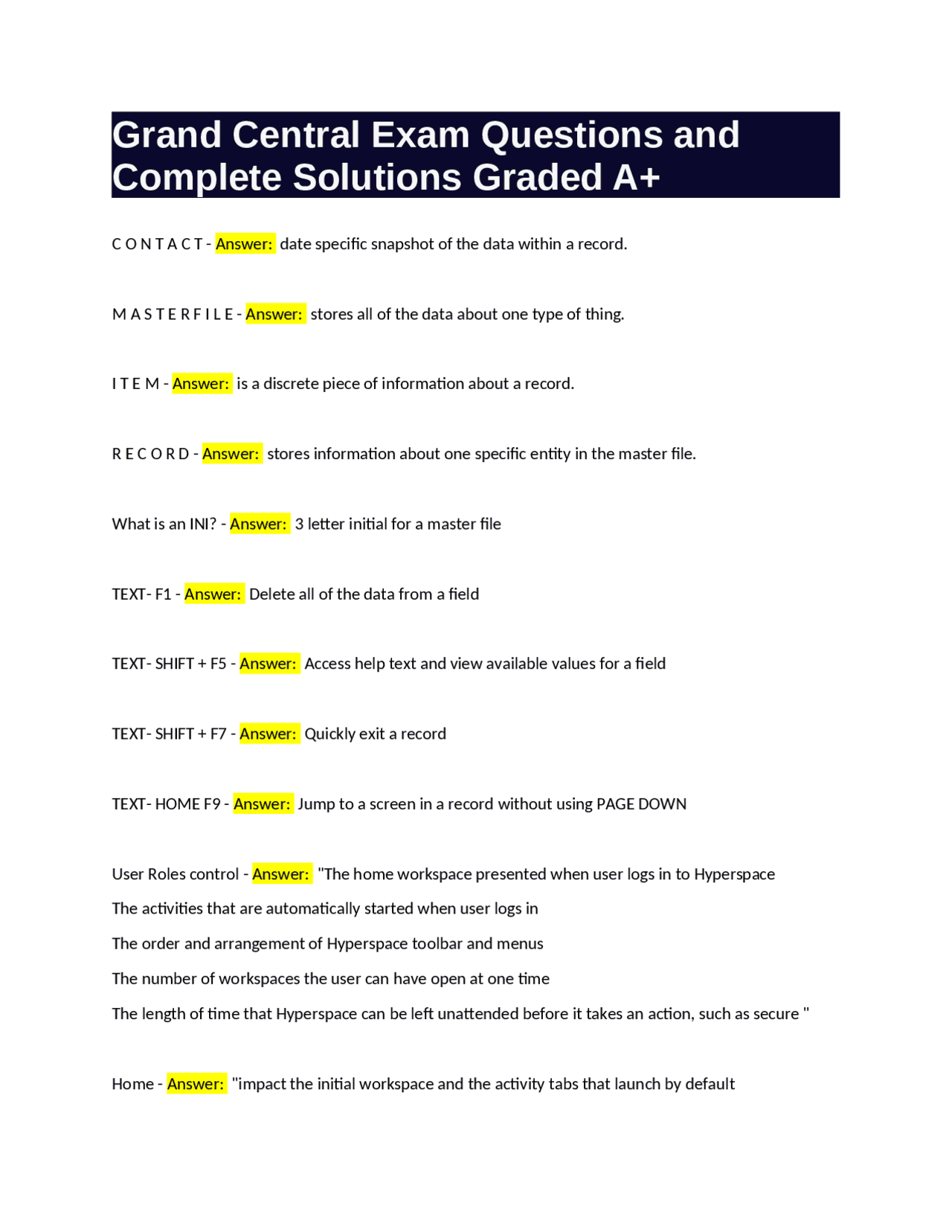 Grand Central Exam Questions and Complete Solutions Graded A+ | Exams ...