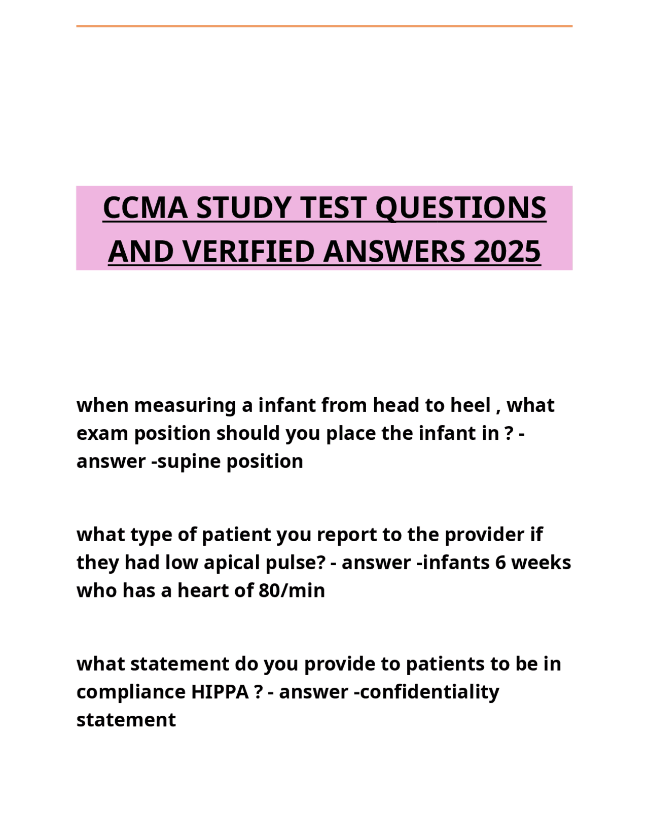 Sample Ccmg Test Example CCMA STUDY TEST QUESTIONS AND VERIFIED ANSWERS 2025.docx | Exams ...