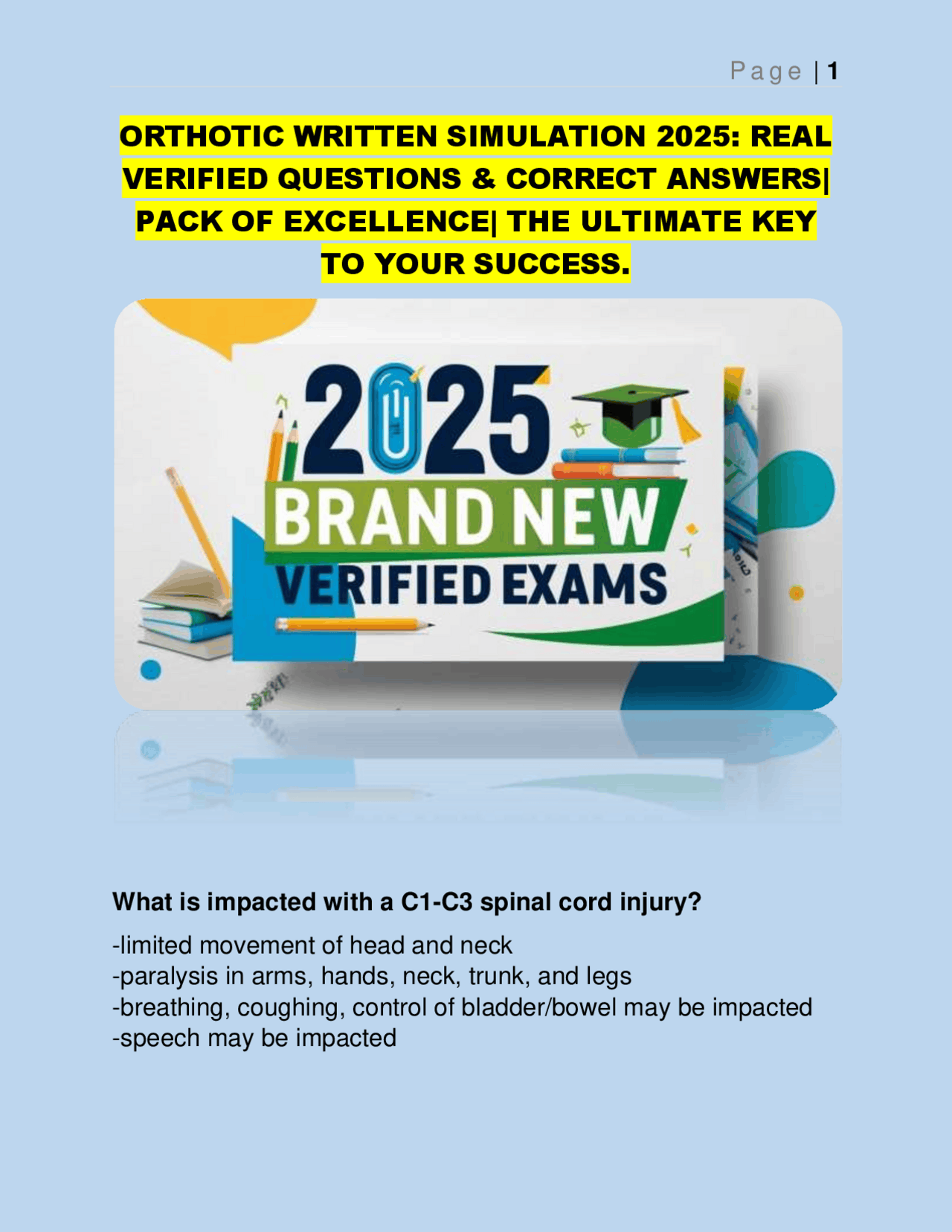 ORTHOTIC WRITTEN SIMULATION 2025: REAL VERIFIED QUESTIONS & CORRECT ...