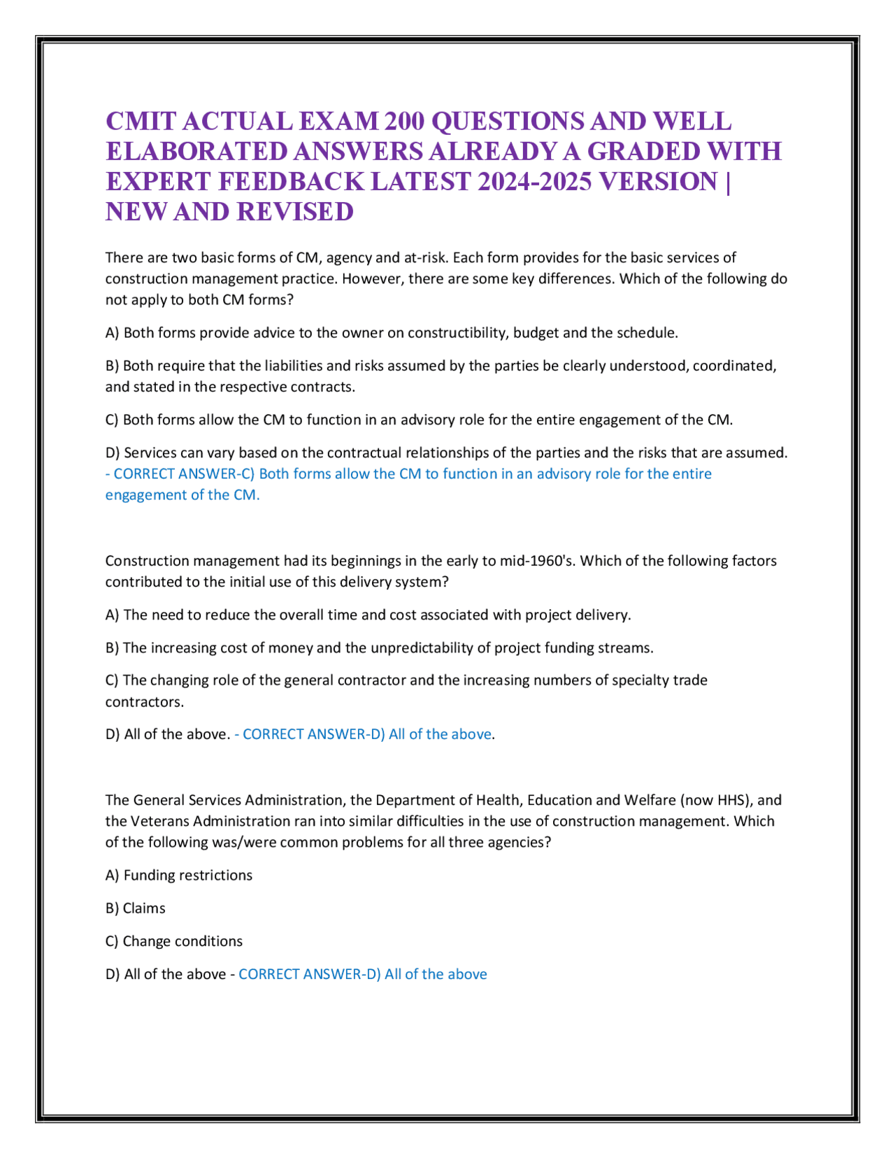 CMIT Exam Questions and Answers: A Comprehensive Guide to Construction ...
