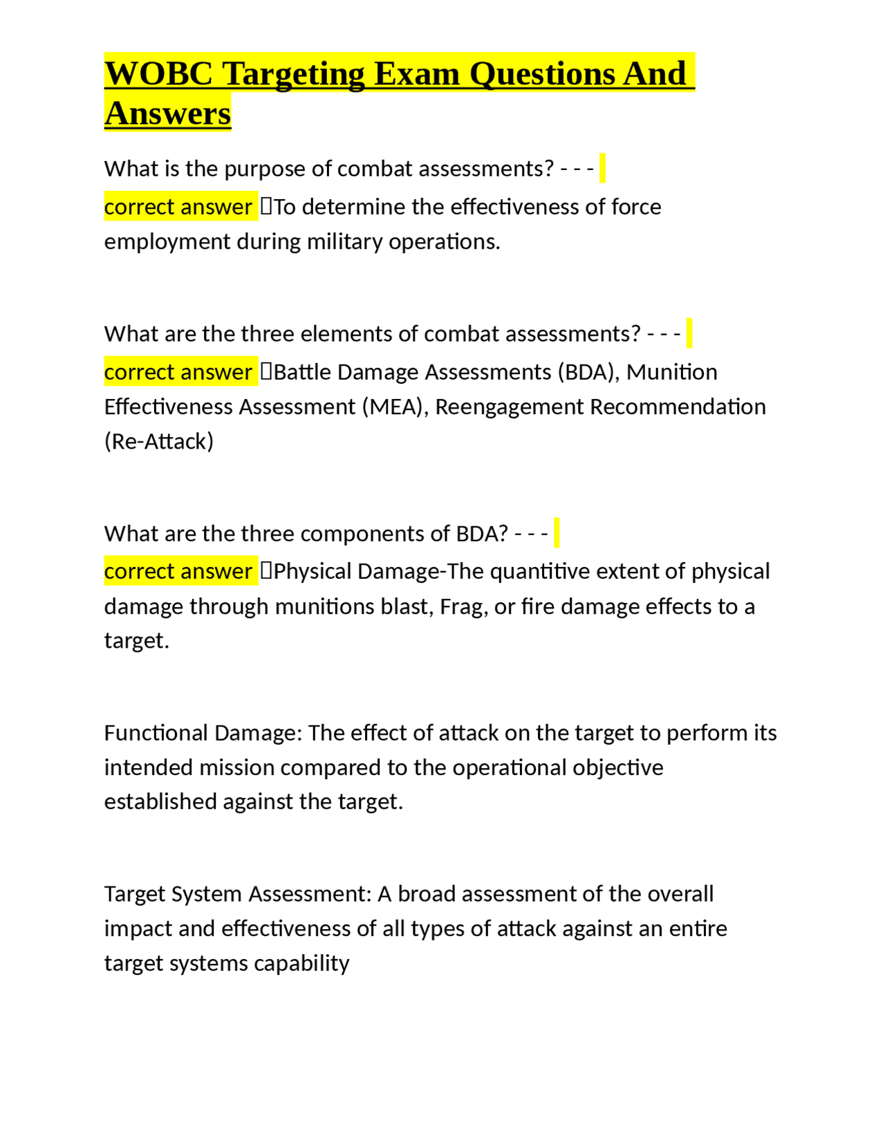 Targeting in Military Operations: Exam Questions and Answers | Exams ...