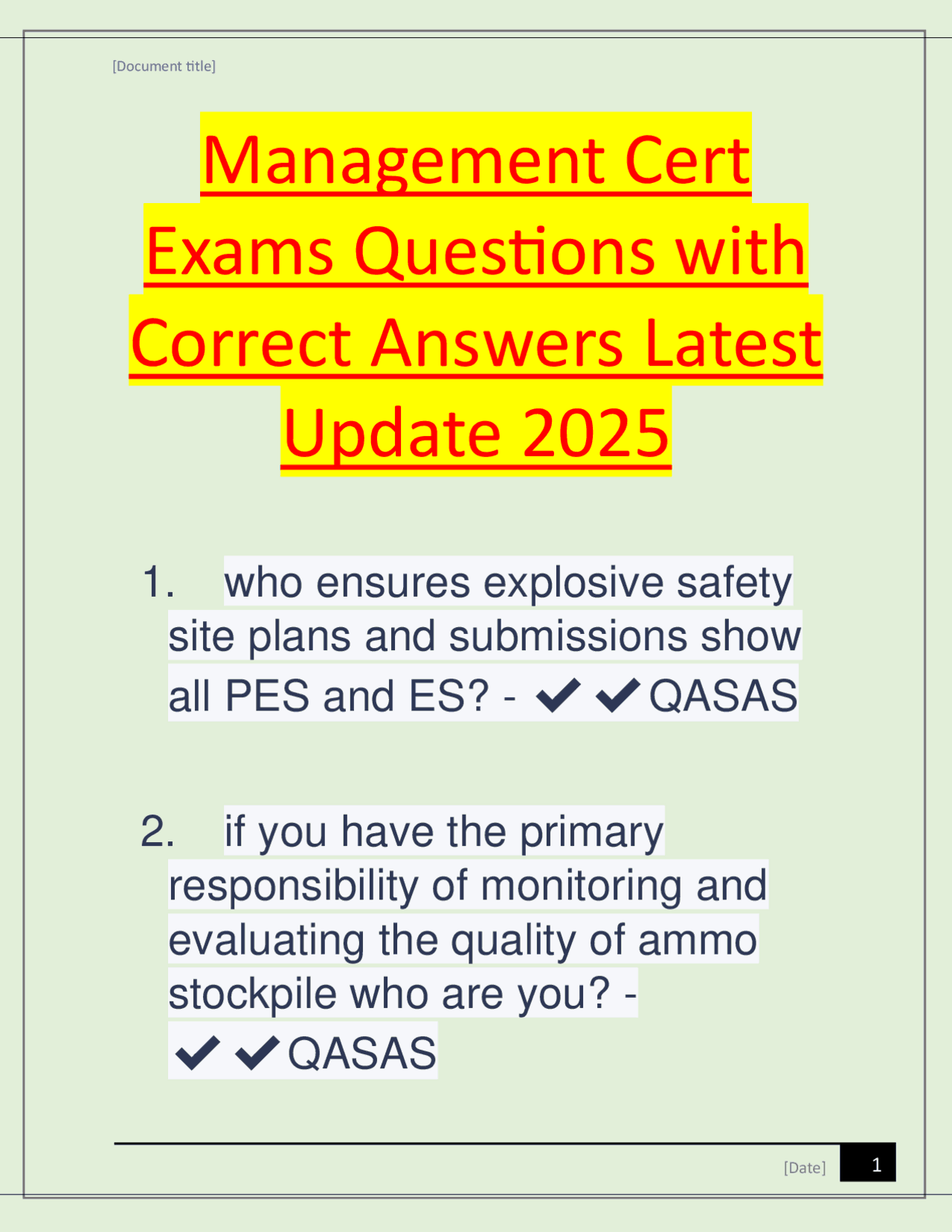 Management Cert Exams Questions with Correct Answers Latest Update 2025 ...