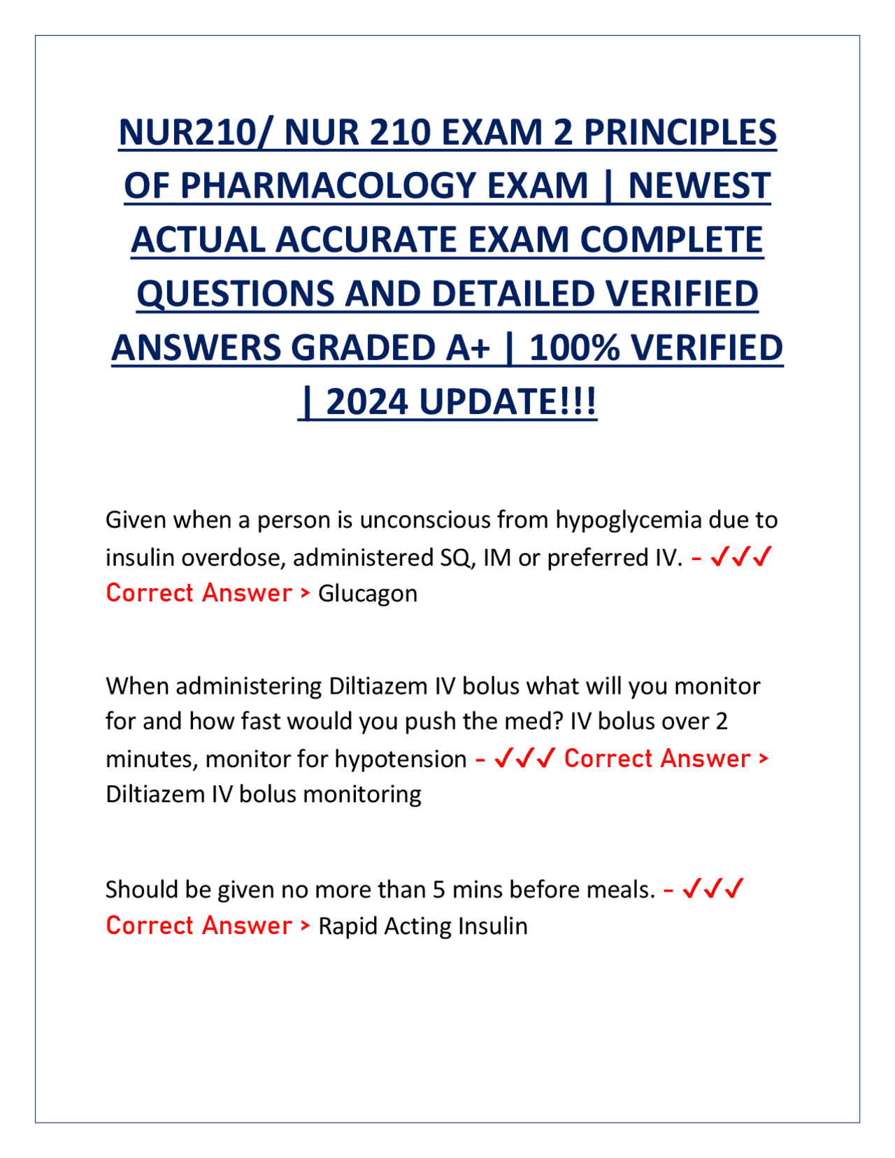 NUR210/ NUR 210 EXAM 2 PRINCIPLES OF PHARMACOLOGY EXAM | NEWEST ACTUAL ...