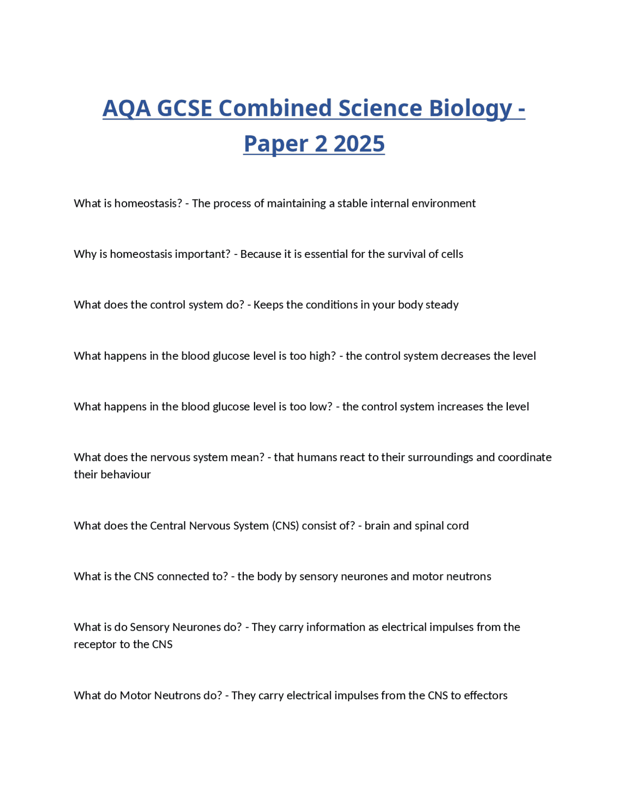 AQA GCSE Combined Science Biology - Paper 2 2025 | Exams Advanced ...