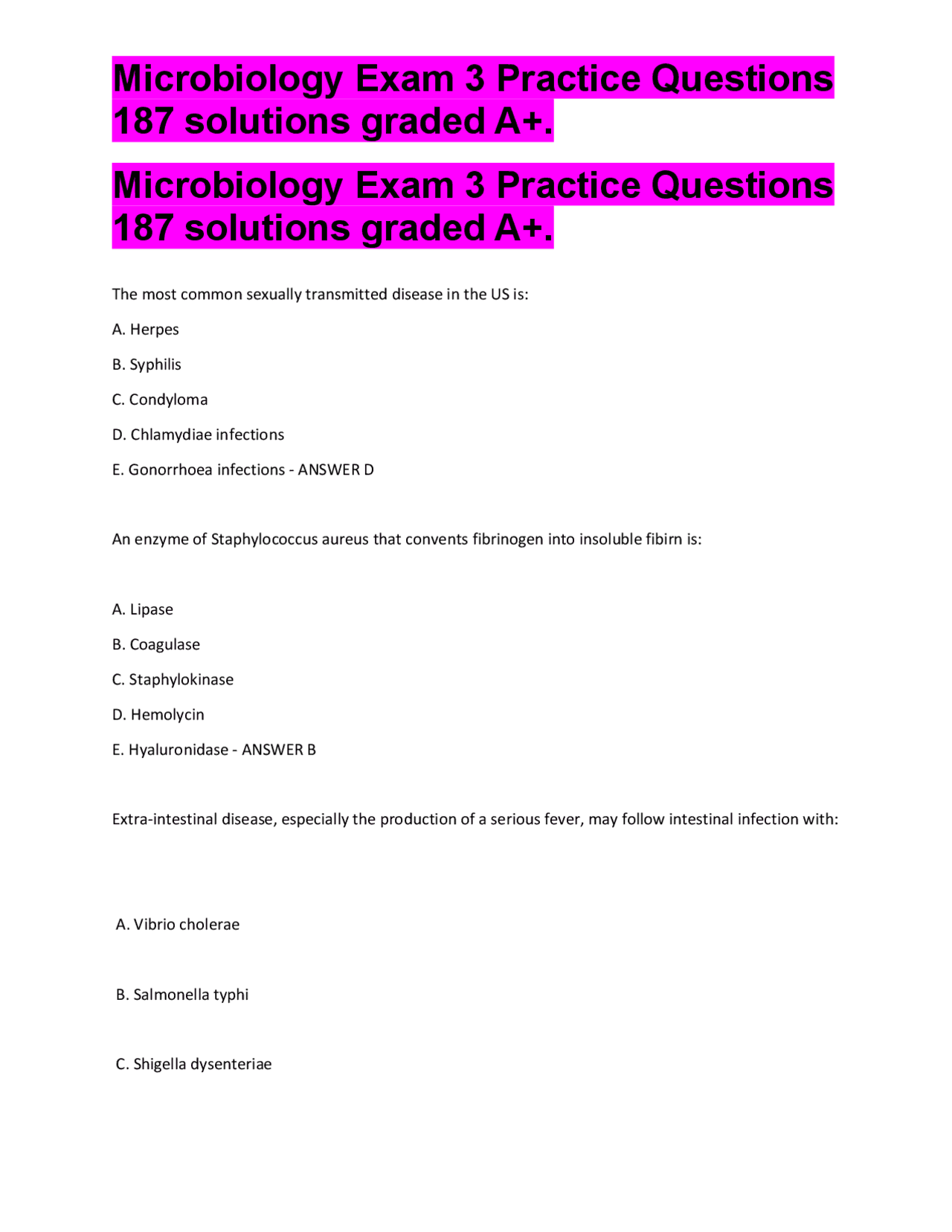 Microbiology Exam 3 Practice Questions: A Comprehensive Review | Exams ...
