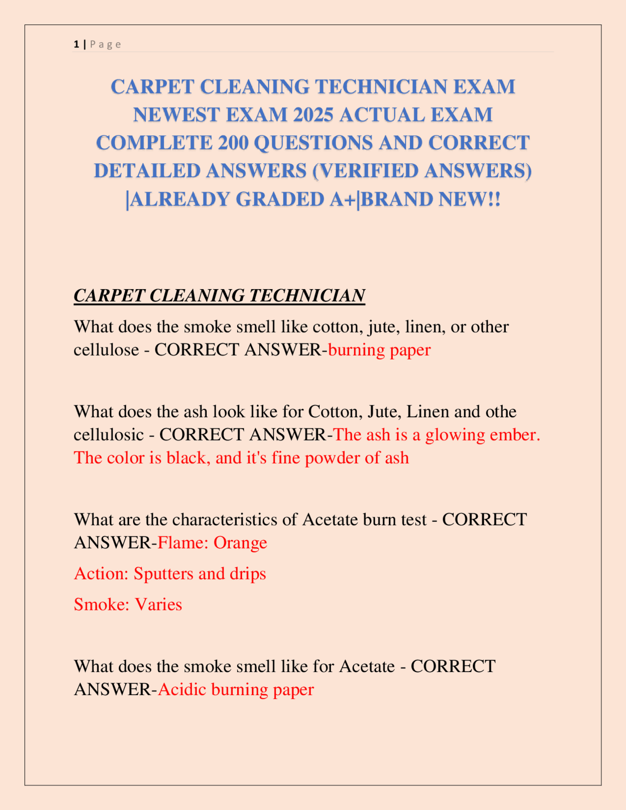 Carpet Cleaning Technician Exam: Comprehensive Guide with Questions and ...