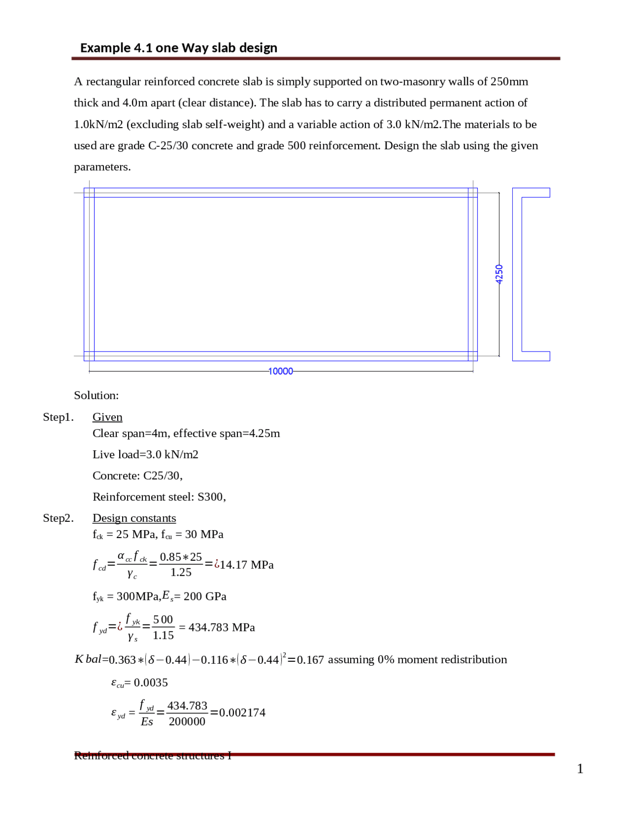examples on one way ribbed slab design | Exercices Génie civil | Docsity