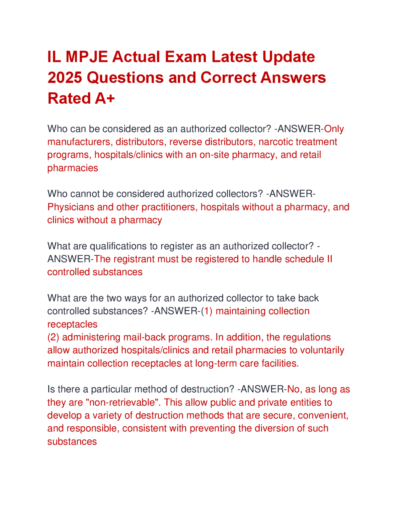 IL MPJE Actual Exam Latest Update 2025 Questions and Correct Answers ...