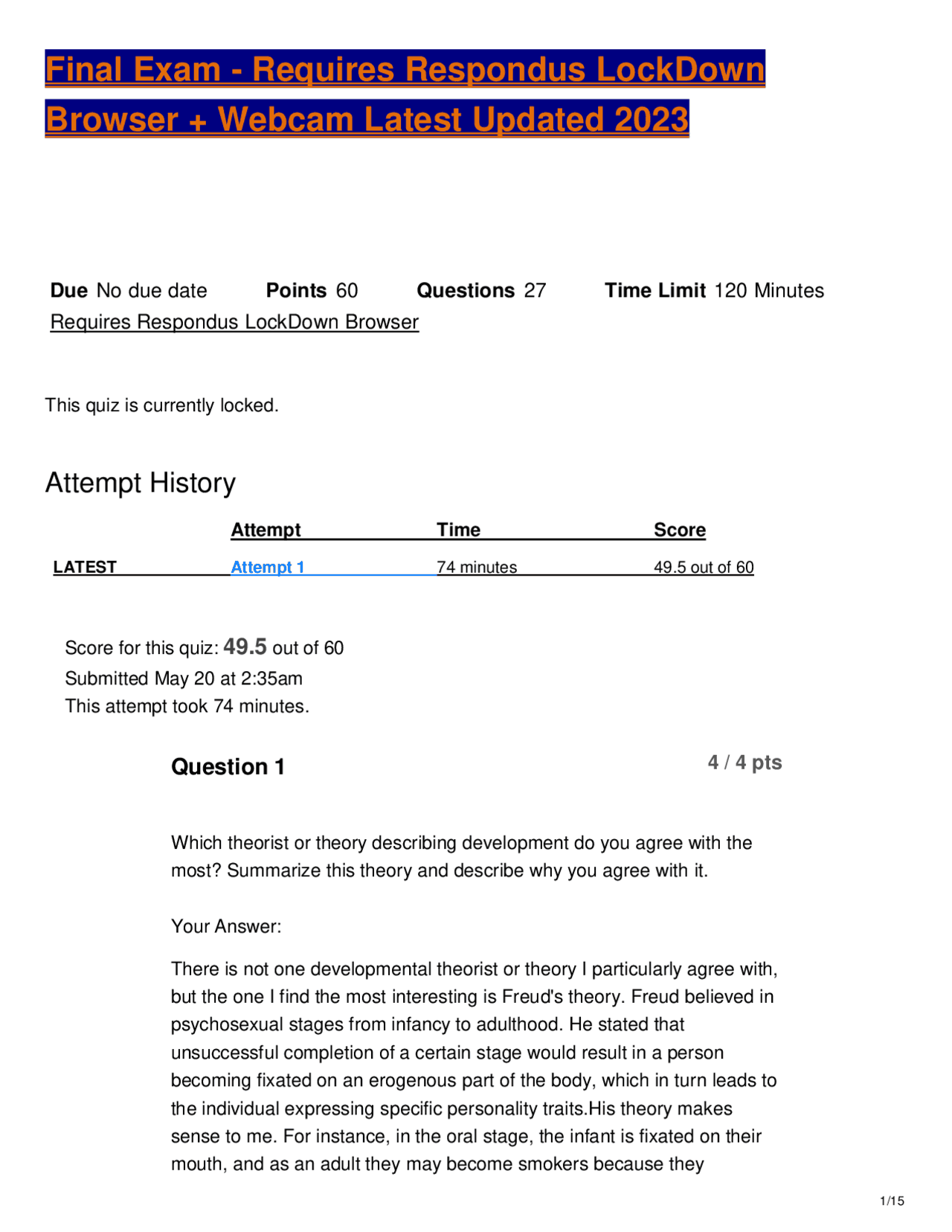 Developmental Psychology Final Exam: Questions and Answers | Exams ...