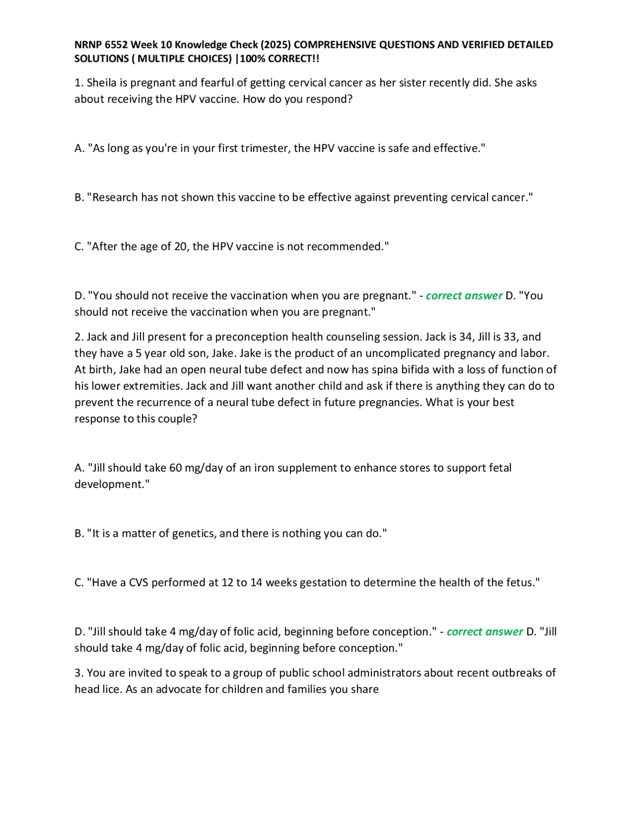 NRNP 6552 Week 10 Knowledge Check (2025) COMPREHENSIVE QUESTIONS AND ...