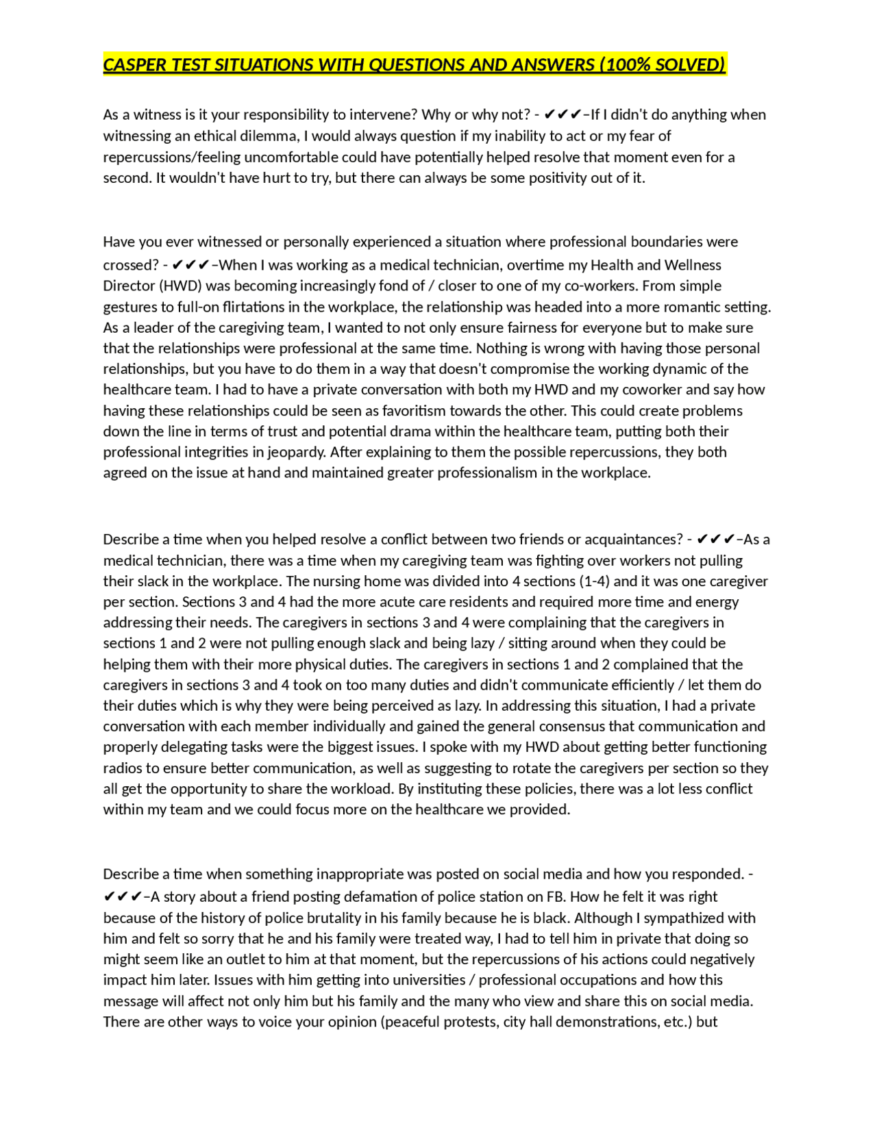 CASPER Test: Ethical Dilemmas & Professional Scenarios | Exams Nursing ...