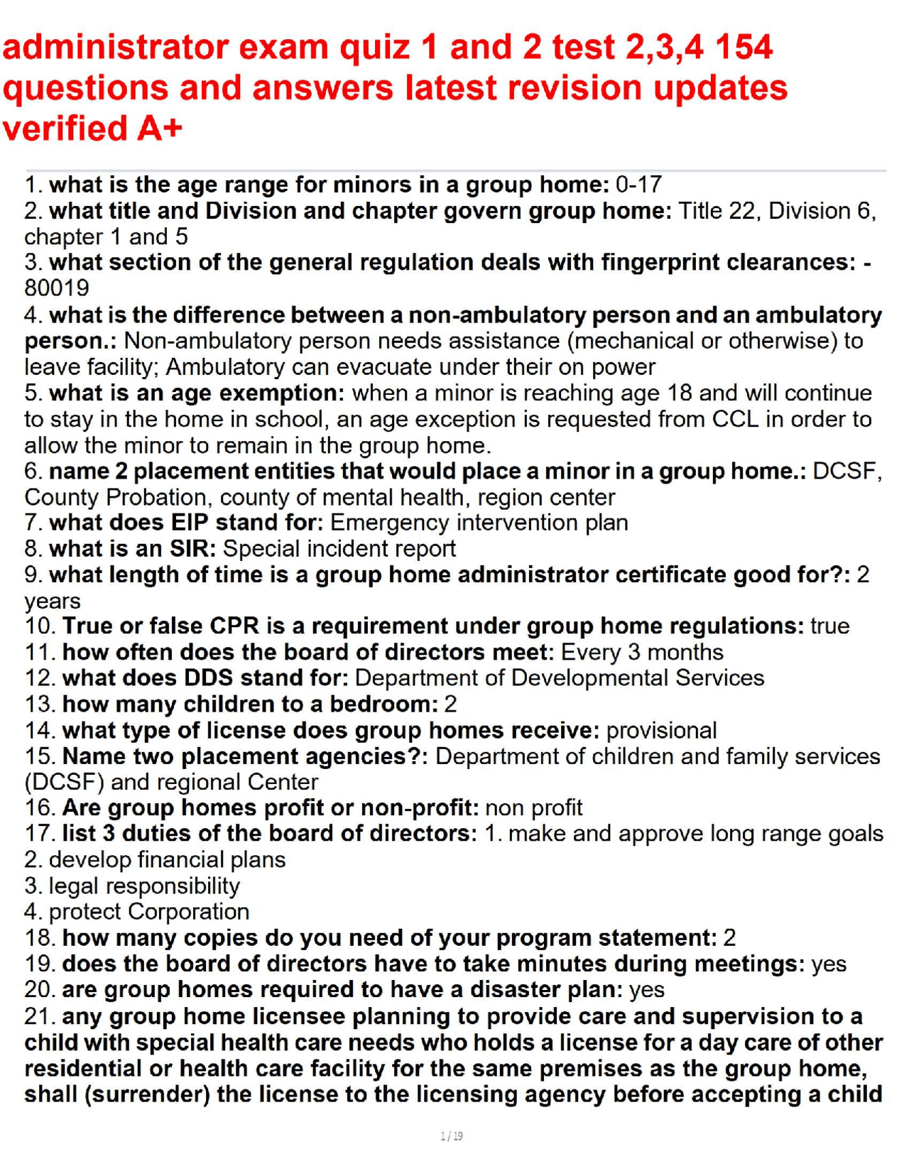 administrator exam quiz 1 and 2 test 2,3,4 154 questions and answers ...