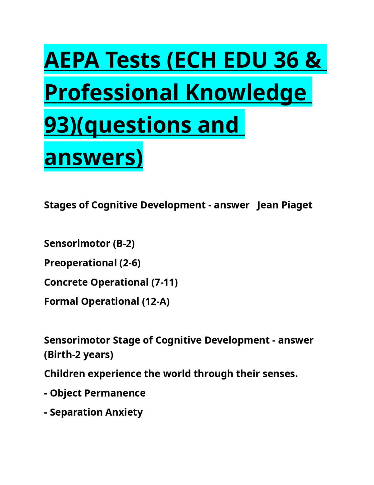 AEPA Tests (ECH EDU 36 & Professional Knowledge 93)(questions and ...