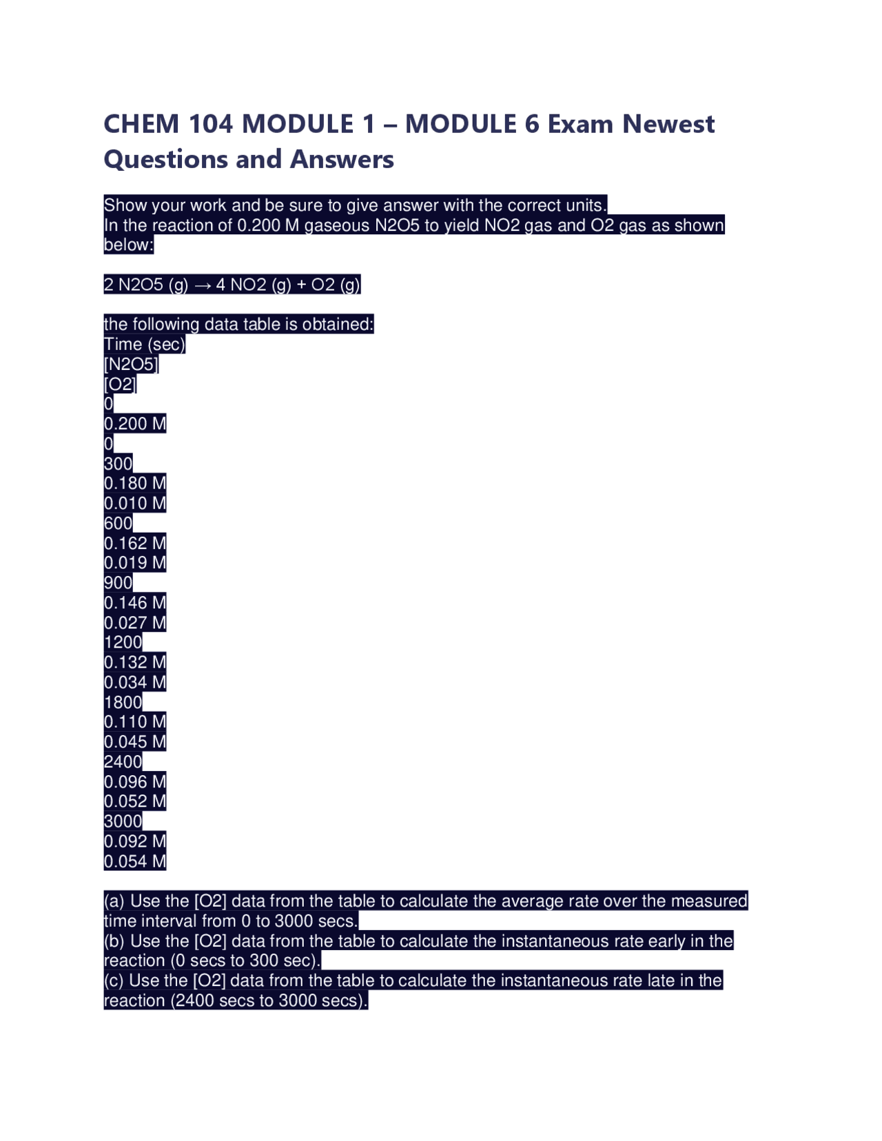 CHEM 104 MODULE 1 – MODULE 6 Exam Newest Questions and Answers | Exams ...