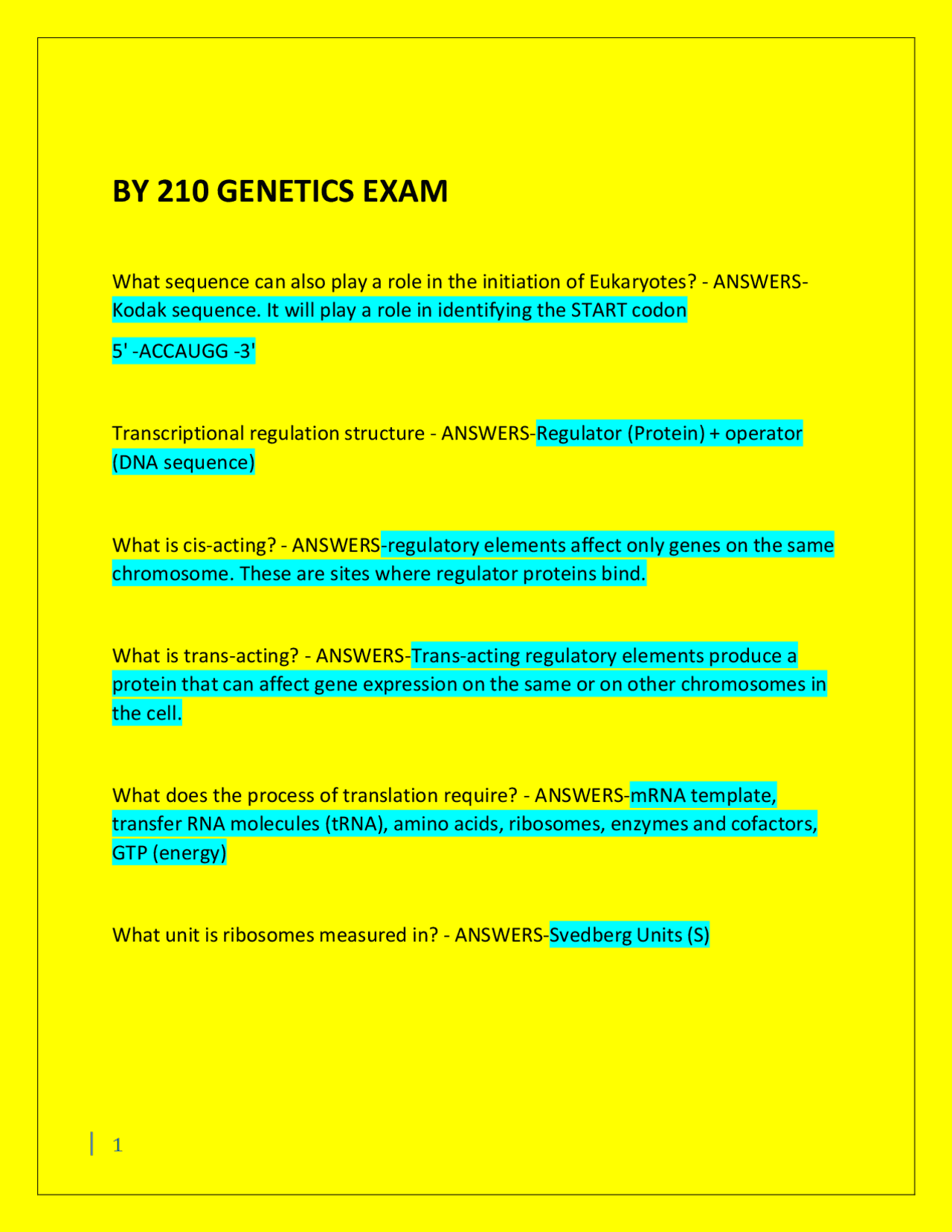 BY 210 GENETICS EXAM QUESTIONS AND ANSWERS 2025 | Exams Biology | Docsity