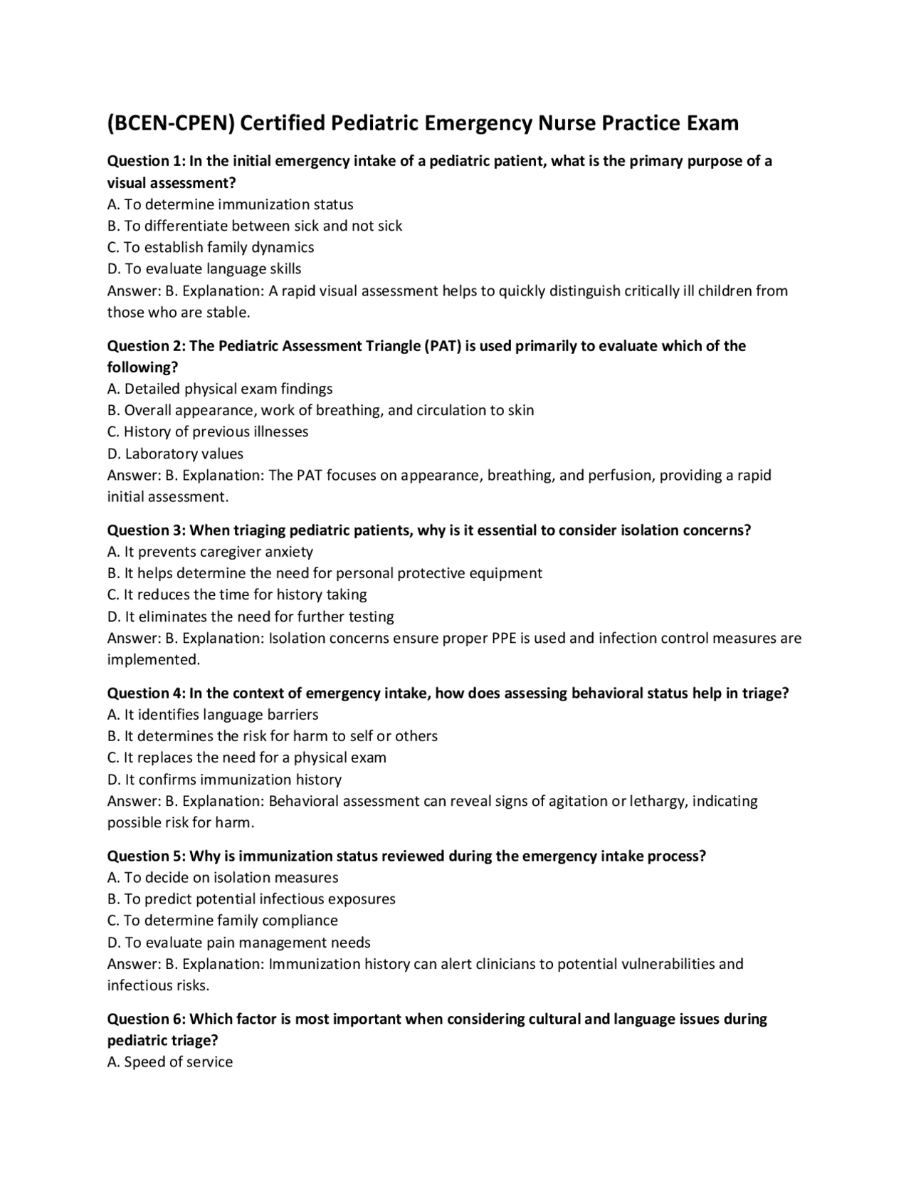 (BCEN-CPEN) Certified Pediatric Emergency Nurse Exam | Exams Technology ...