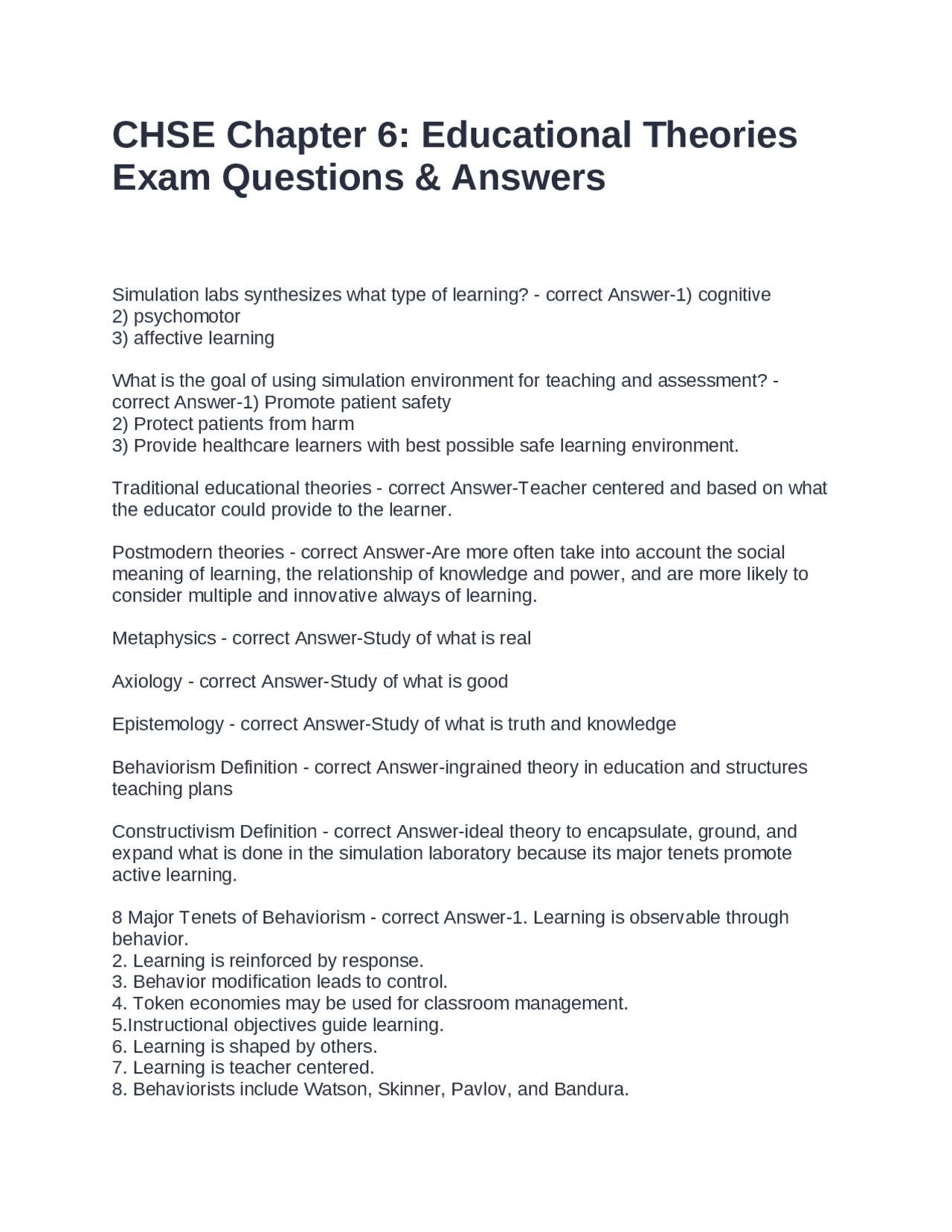 Educational Theories Exam Questions and Answers: A Comprehensive Guide ...